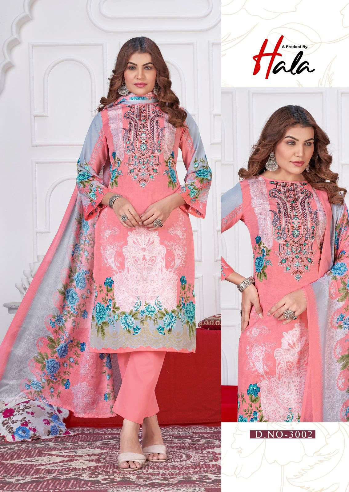 HALA AAYAT VOL 3 COTTON DIGITAL STYLE PRINT WITH FANCY EMBROIDERY WORK SUIT