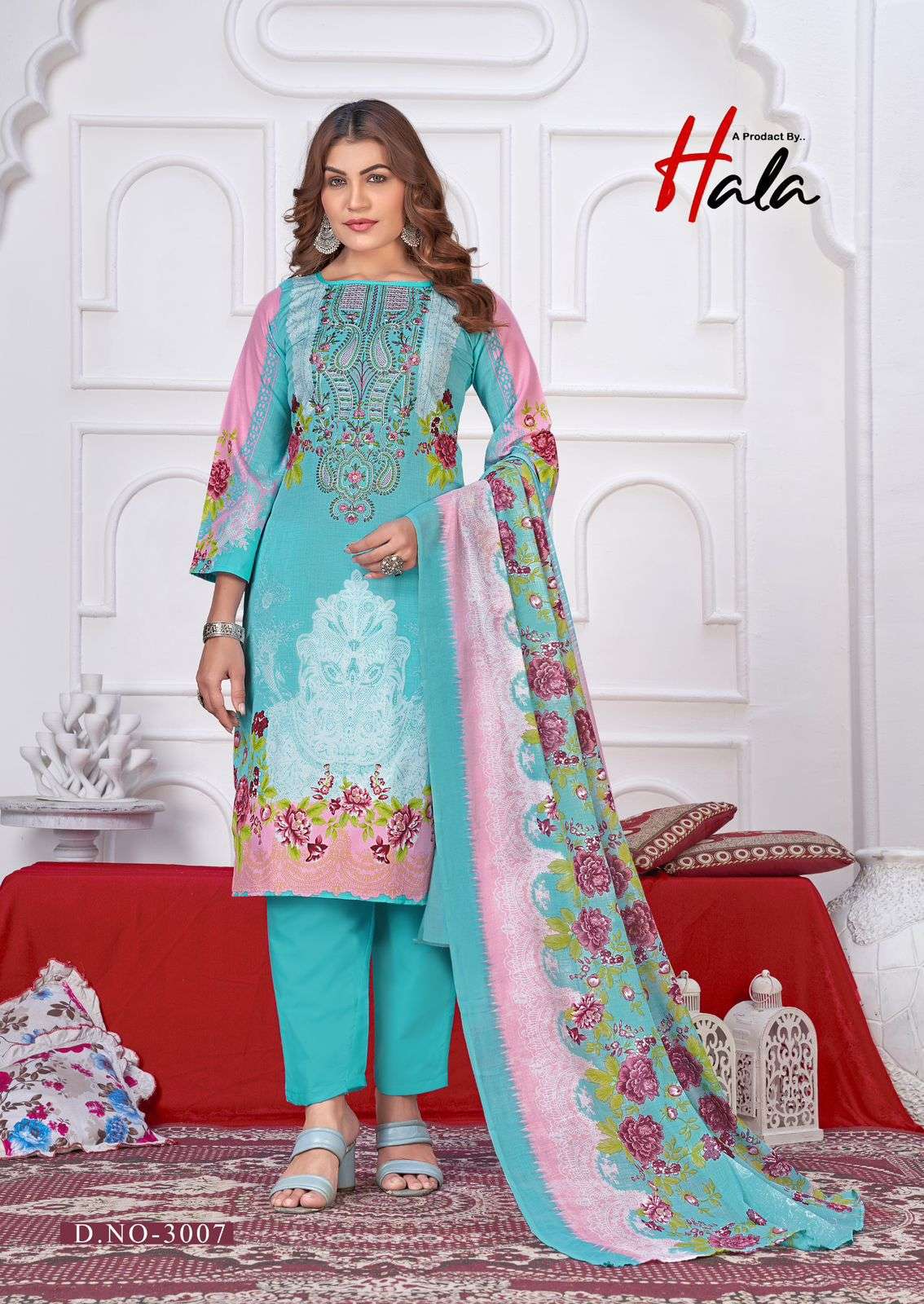 HALA AAYAT VOL 3 COTTON DIGITAL STYLE PRINT WITH FANCY EMBROIDERY WORK SUIT