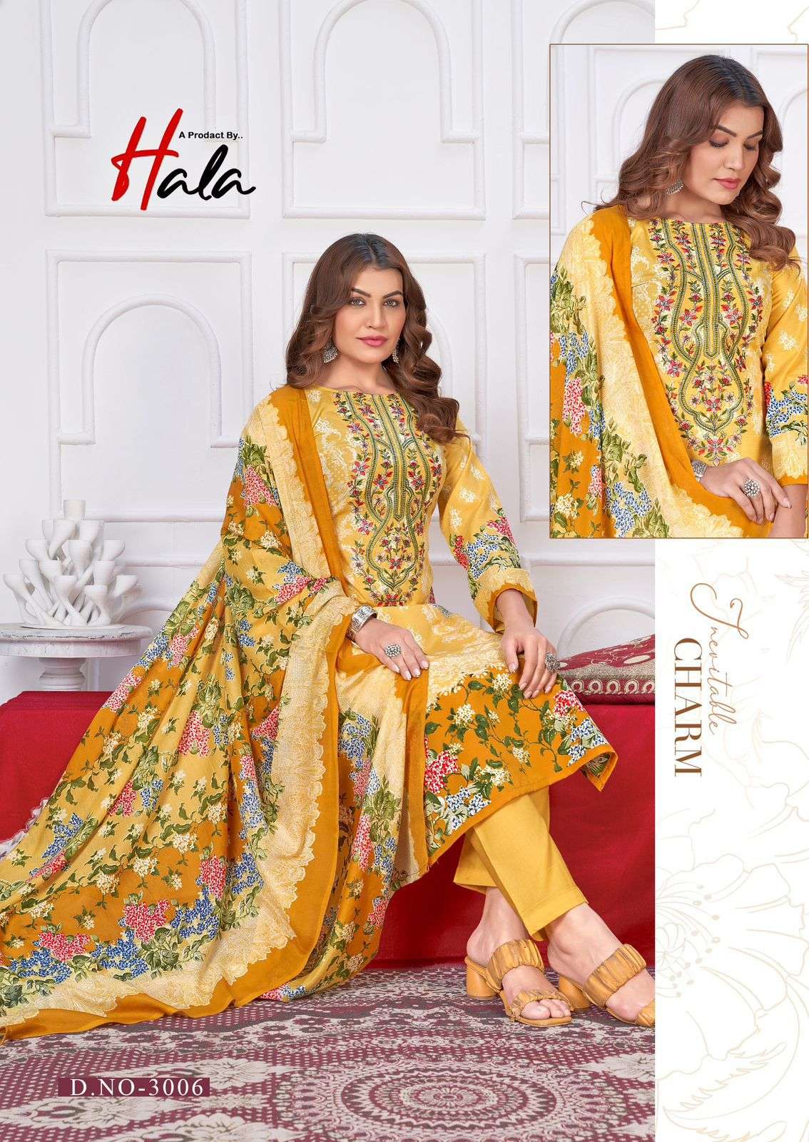 HALA AAYAT VOL 3 COTTON DIGITAL STYLE PRINT WITH FANCY EMBROIDERY WORK SUIT