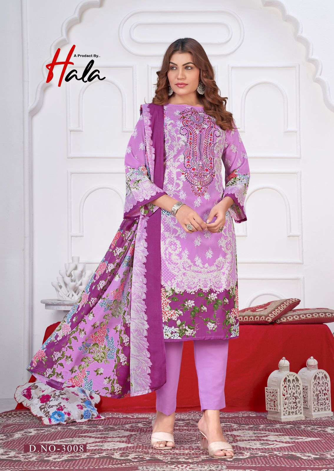 HALA AAYAT VOL 3 COTTON DIGITAL STYLE PRINT WITH FANCY EMBROIDERY WORK SUIT