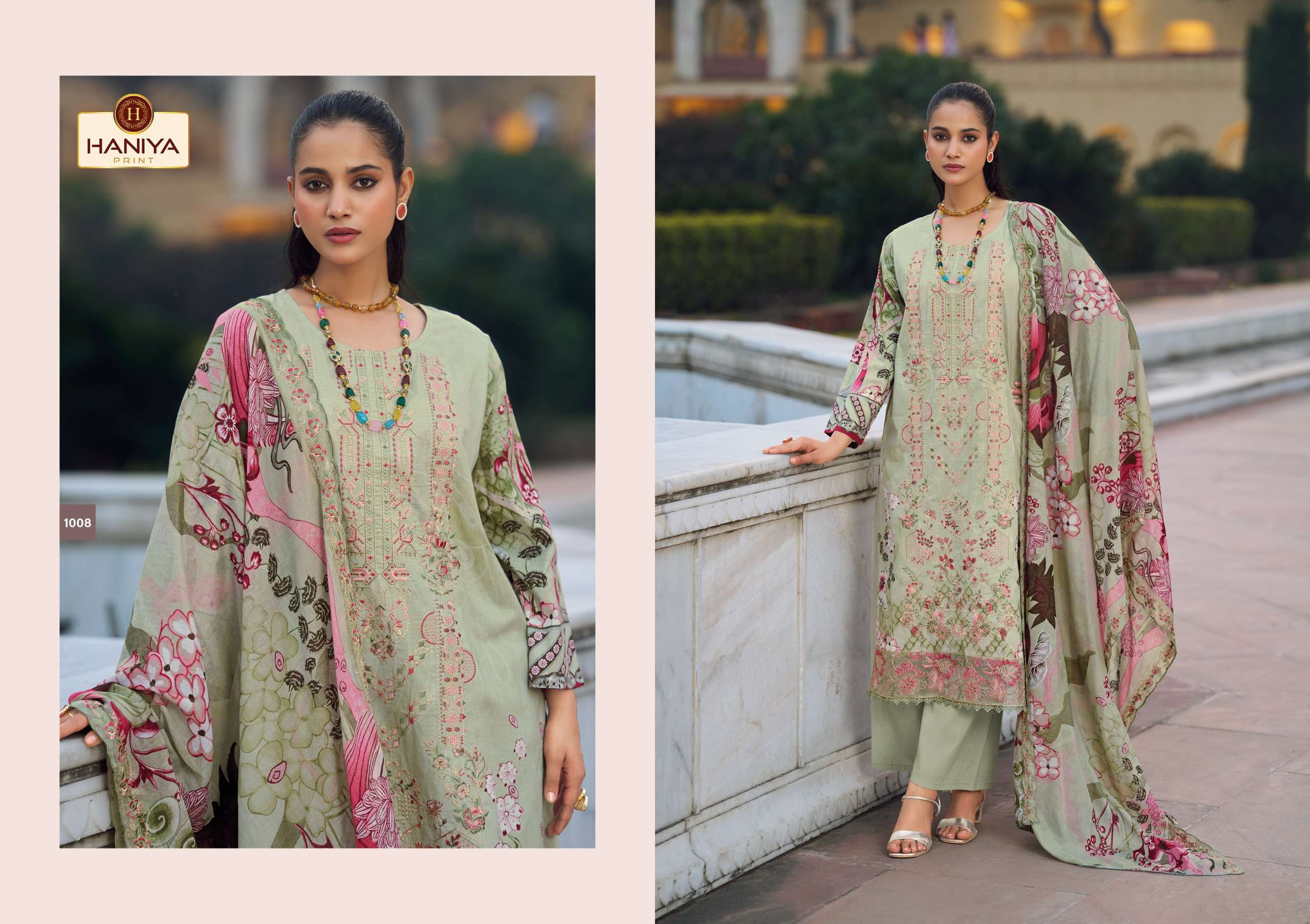 HANIYA PRINT NUSHRAT COTTON DIGITAL PRINTS WITH FANCY EMBROIDERY WORK SUIT