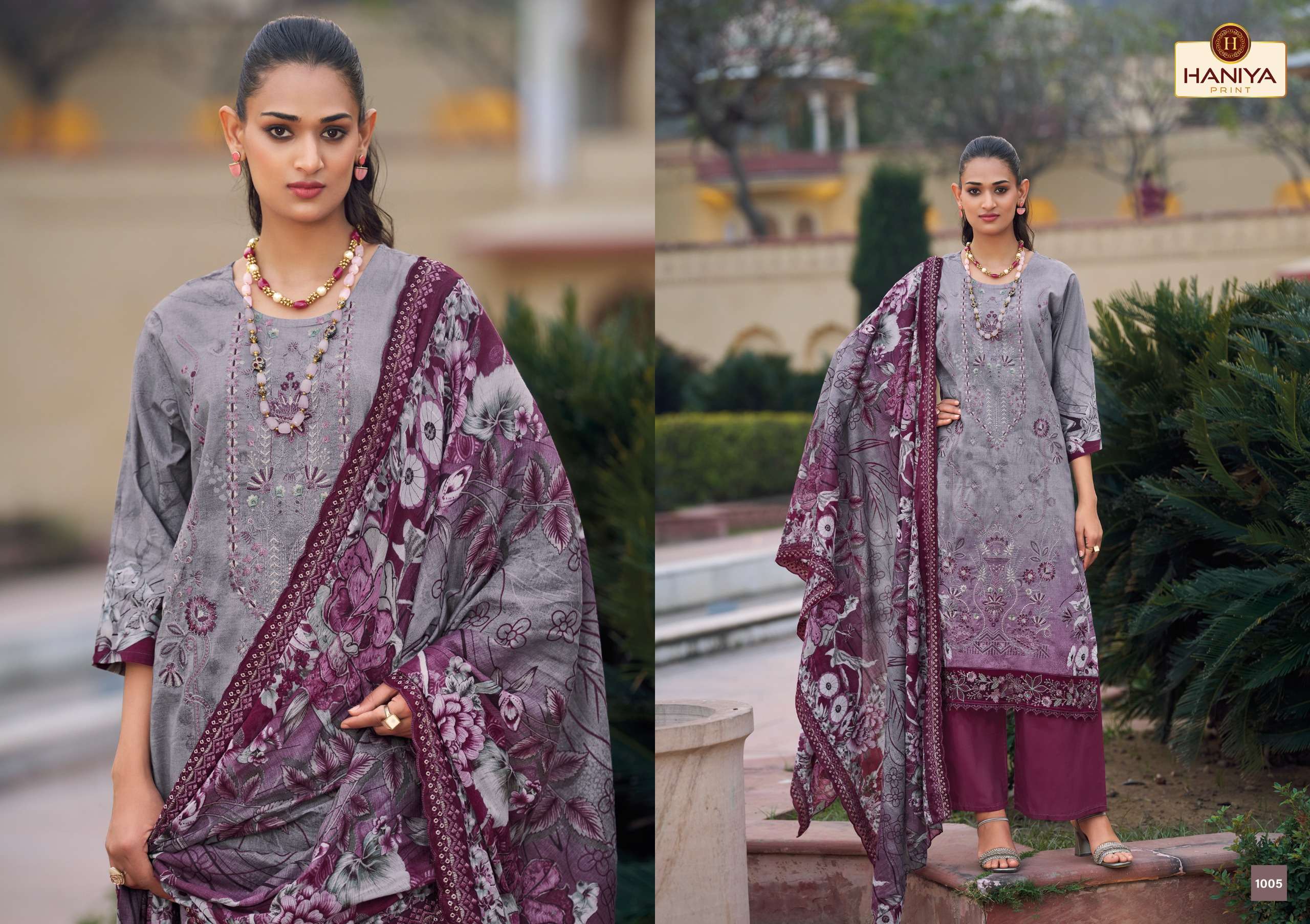 HANIYA PRINT NUSHRAT COTTON DIGITAL PRINTS WITH FANCY EMBROIDERY WORK SUIT