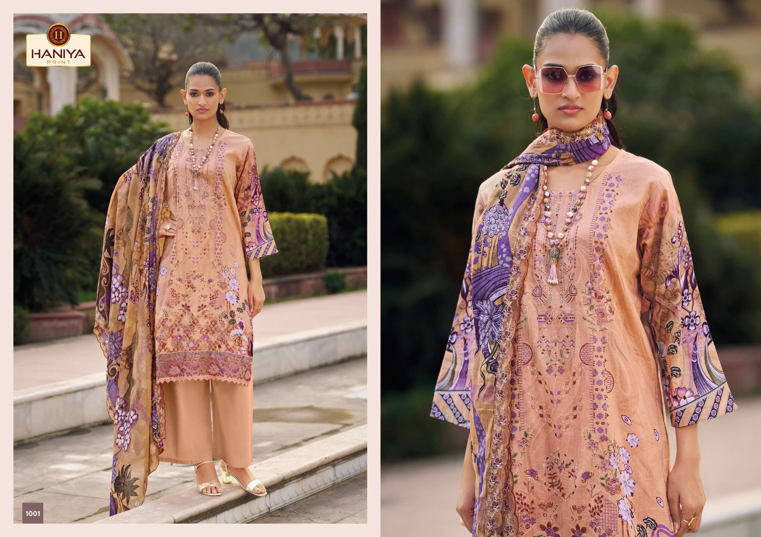 HANIYA PRINT NUSHRAT COTTON DIGITAL PRINTS WITH FANCY EMBROIDERY WORK SUIT
