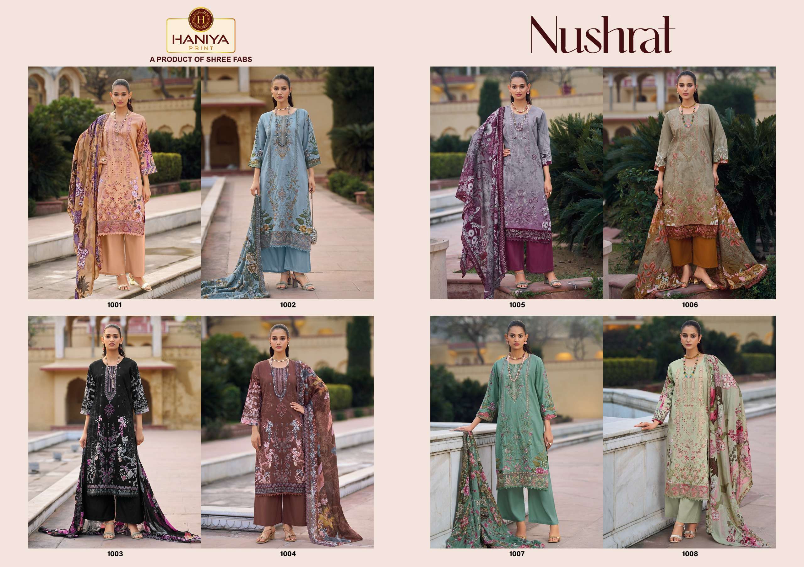 HANIYA PRINT NUSHRAT COTTON DIGITAL PRINTS WITH FANCY EMBROIDERY WORK SUIT