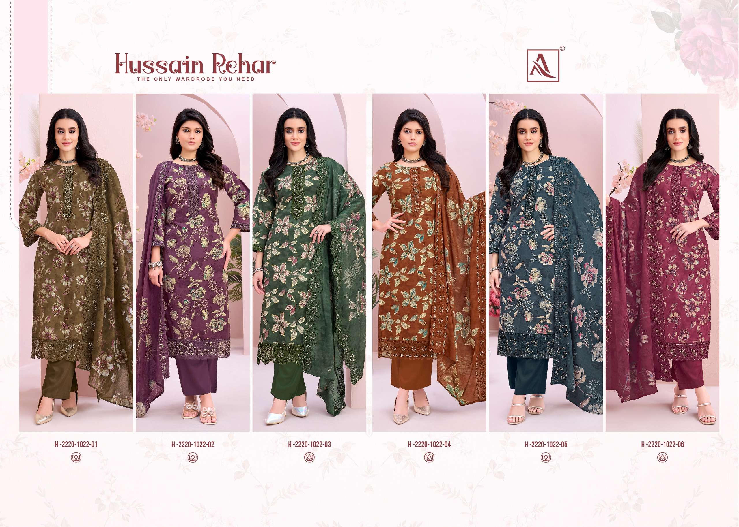 HARSHIT FASHION HUB HUSSAIN REHAR COTTON PRINT WITH FANCY EMBROIDERY WORK SUIT