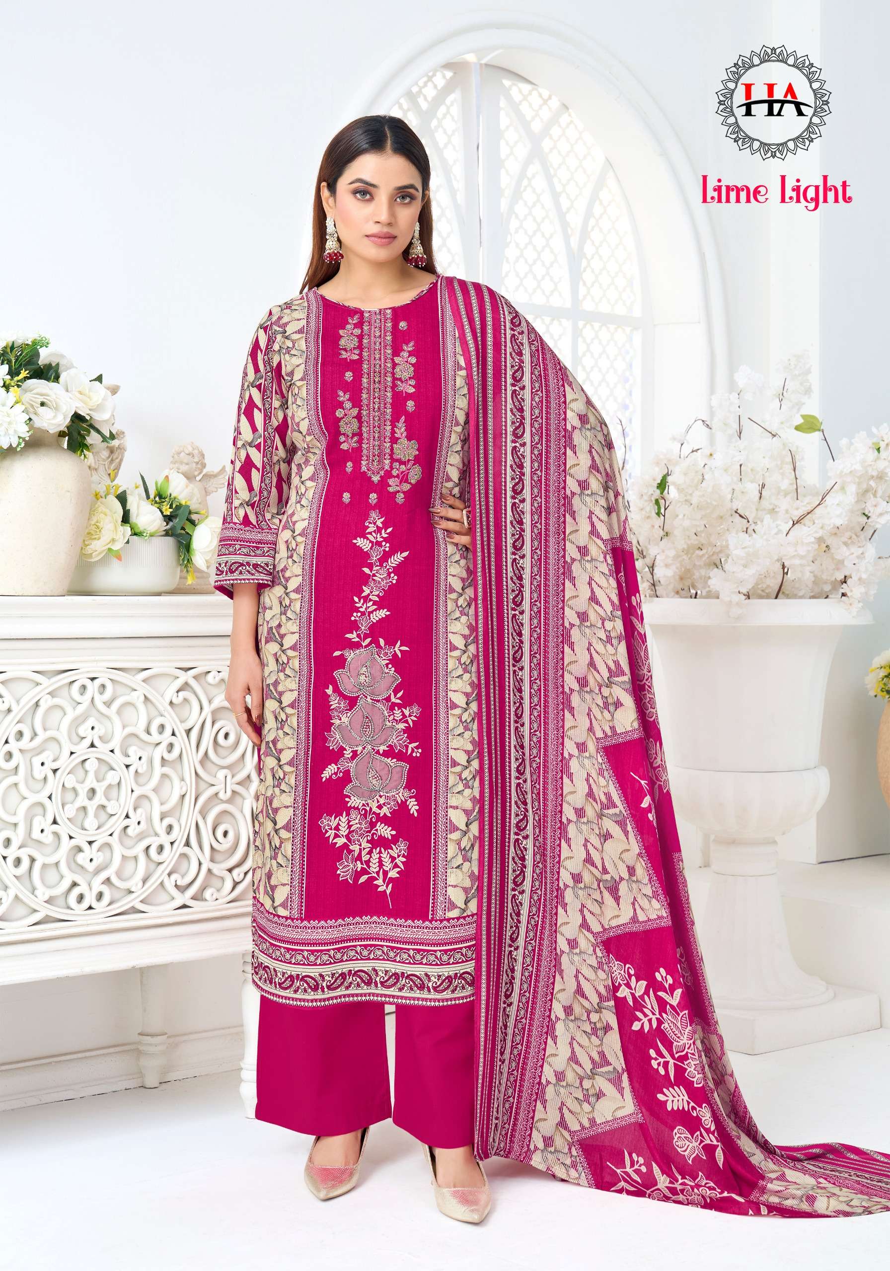 HARSHIT FASHION HUB LIME LIGHT VISCOSE DIGITAL PRINT WITH FANCY WORK SUIT