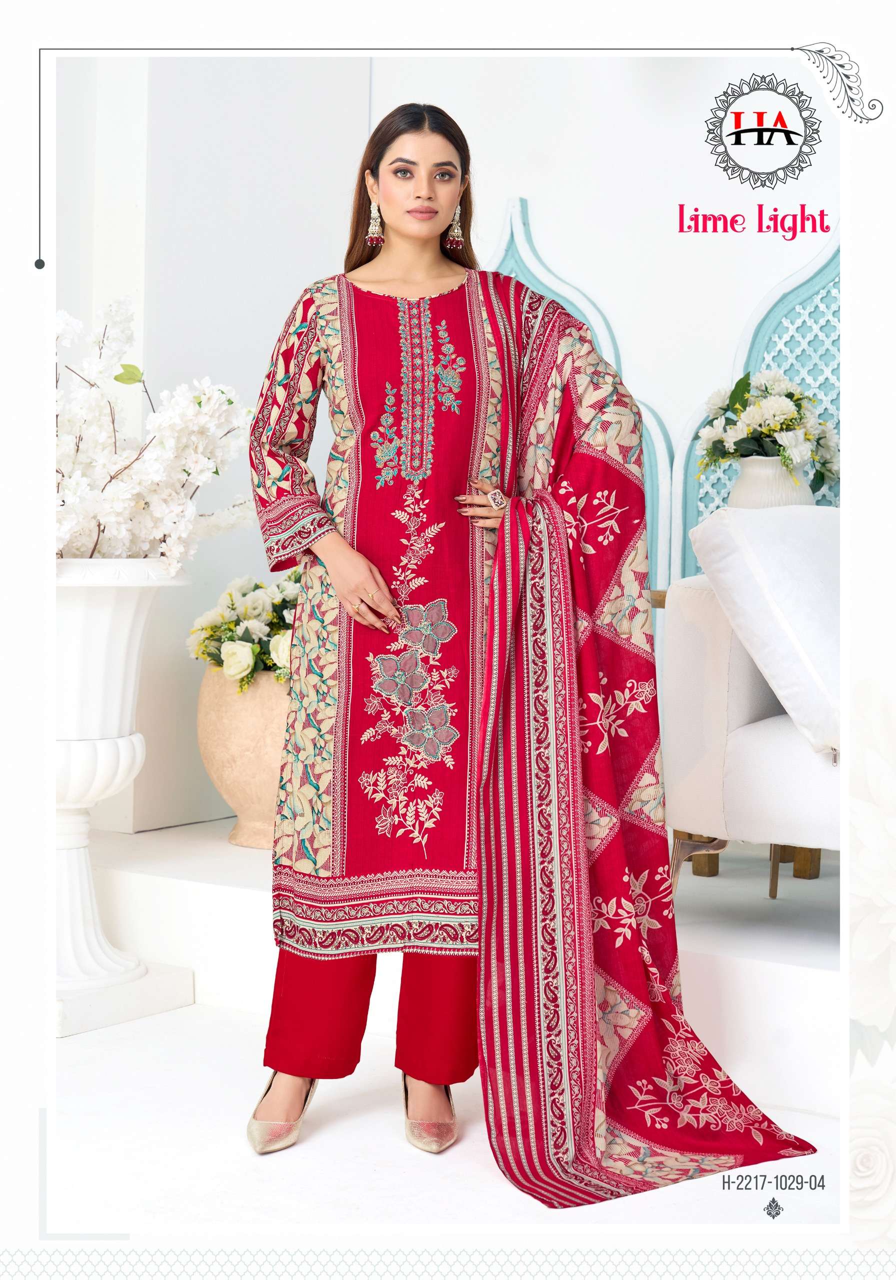 HARSHIT FASHION HUB LIME LIGHT VISCOSE DIGITAL PRINT WITH FANCY WORK SUIT