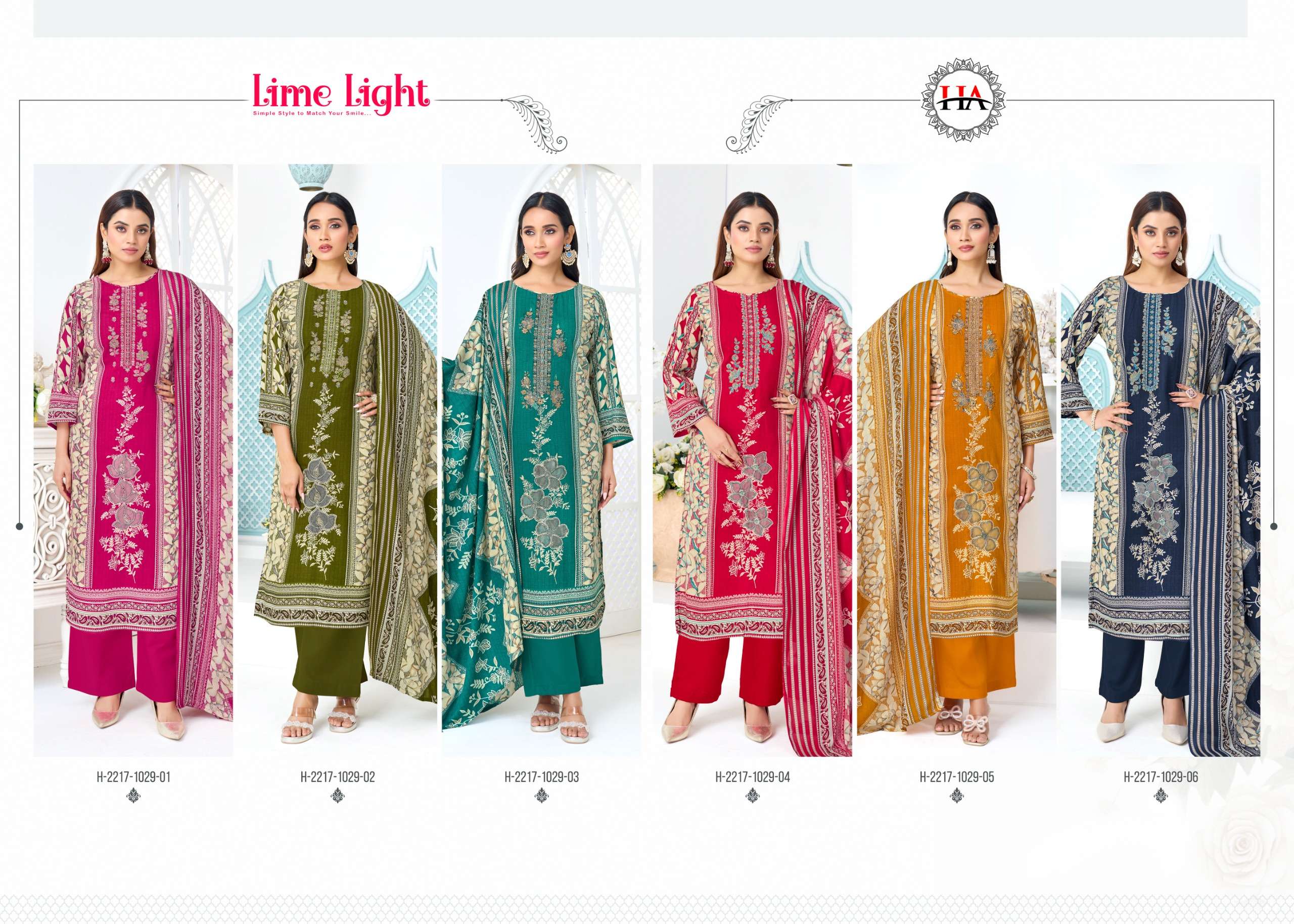HARSHIT FASHION HUB LIME LIGHT VISCOSE DIGITAL PRINT WITH FANCY WORK SUIT