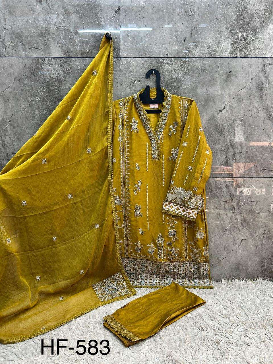 HOOR TEX HF 583 GEORGETTE EMBROIDERY DESIGNER PAKISTANI SUIT