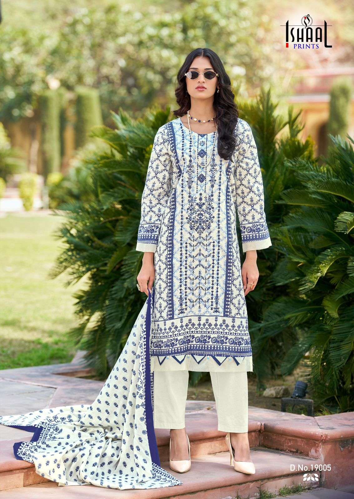 ISHAAL PRINTS EMBROIDERED VOL 19 LAWN COTTON FANCY WORK SUIT