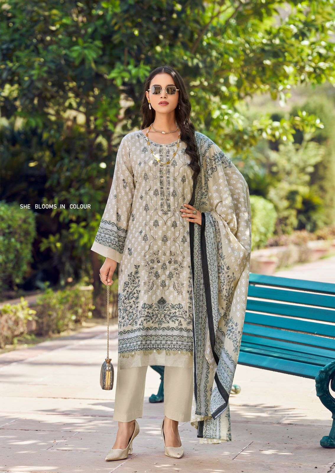 ISHAAL PRINTS EMBROIDERED VOL 19 LAWN COTTON FANCY WORK SUIT