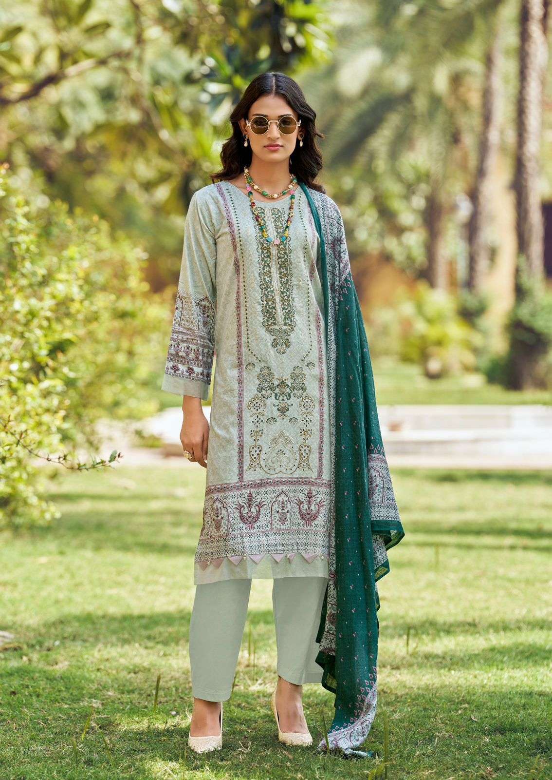 ISHAAL PRINTS EMBROIDERED VOL 19 LAWN COTTON FANCY WORK SUIT