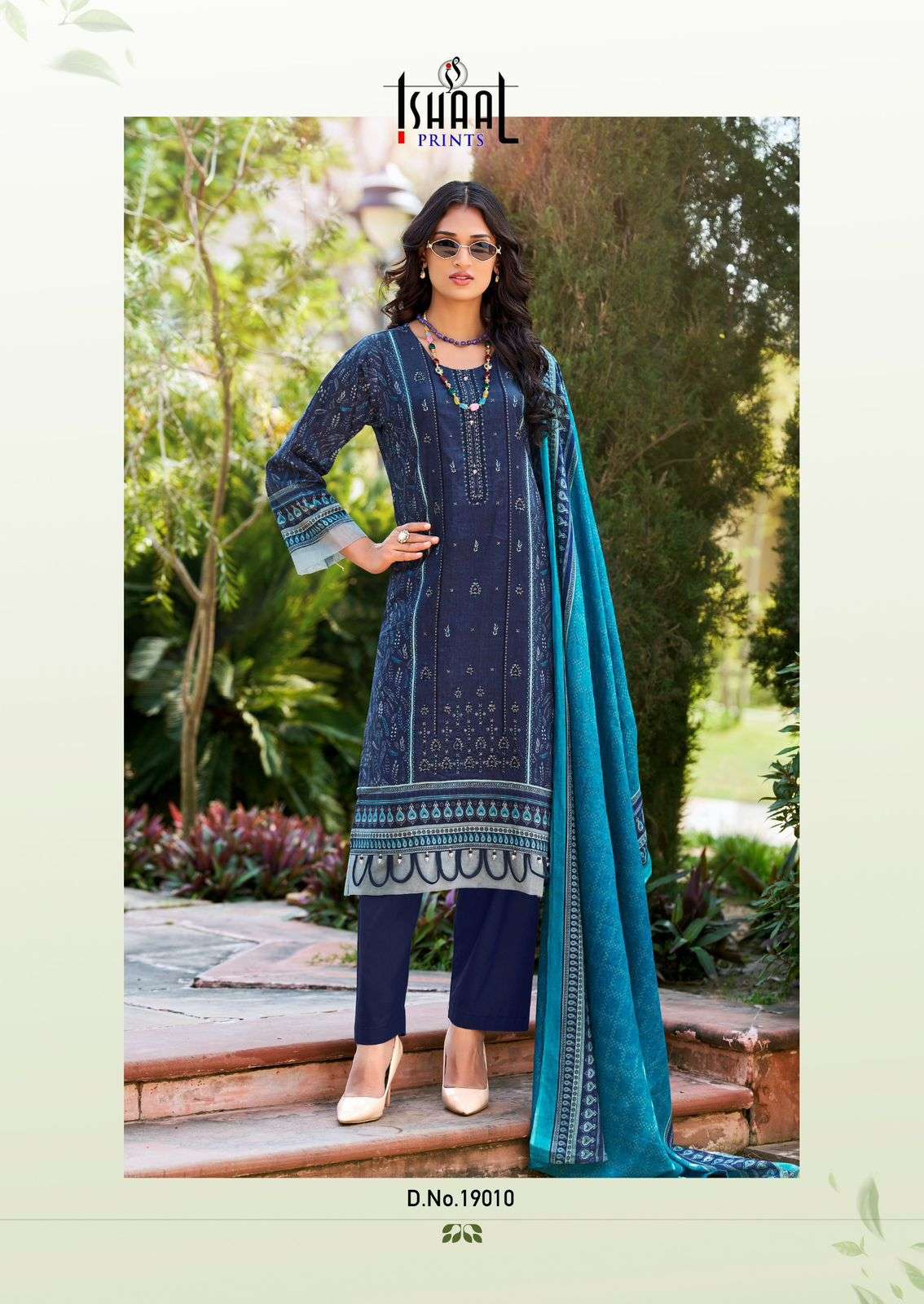ISHAAL PRINTS EMBROIDERED VOL 19 LAWN COTTON FANCY WORK SUIT