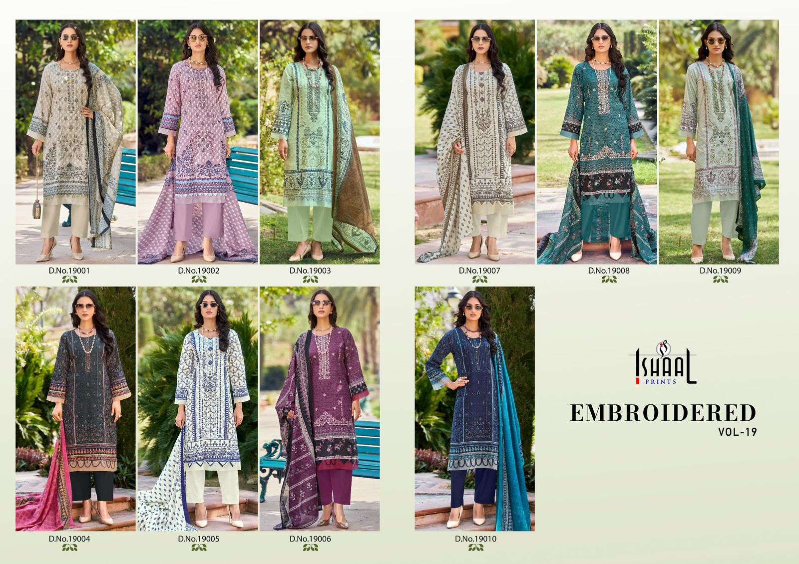 ISHAAL PRINTS EMBROIDERED VOL 19 LAWN COTTON FANCY WORK SUIT