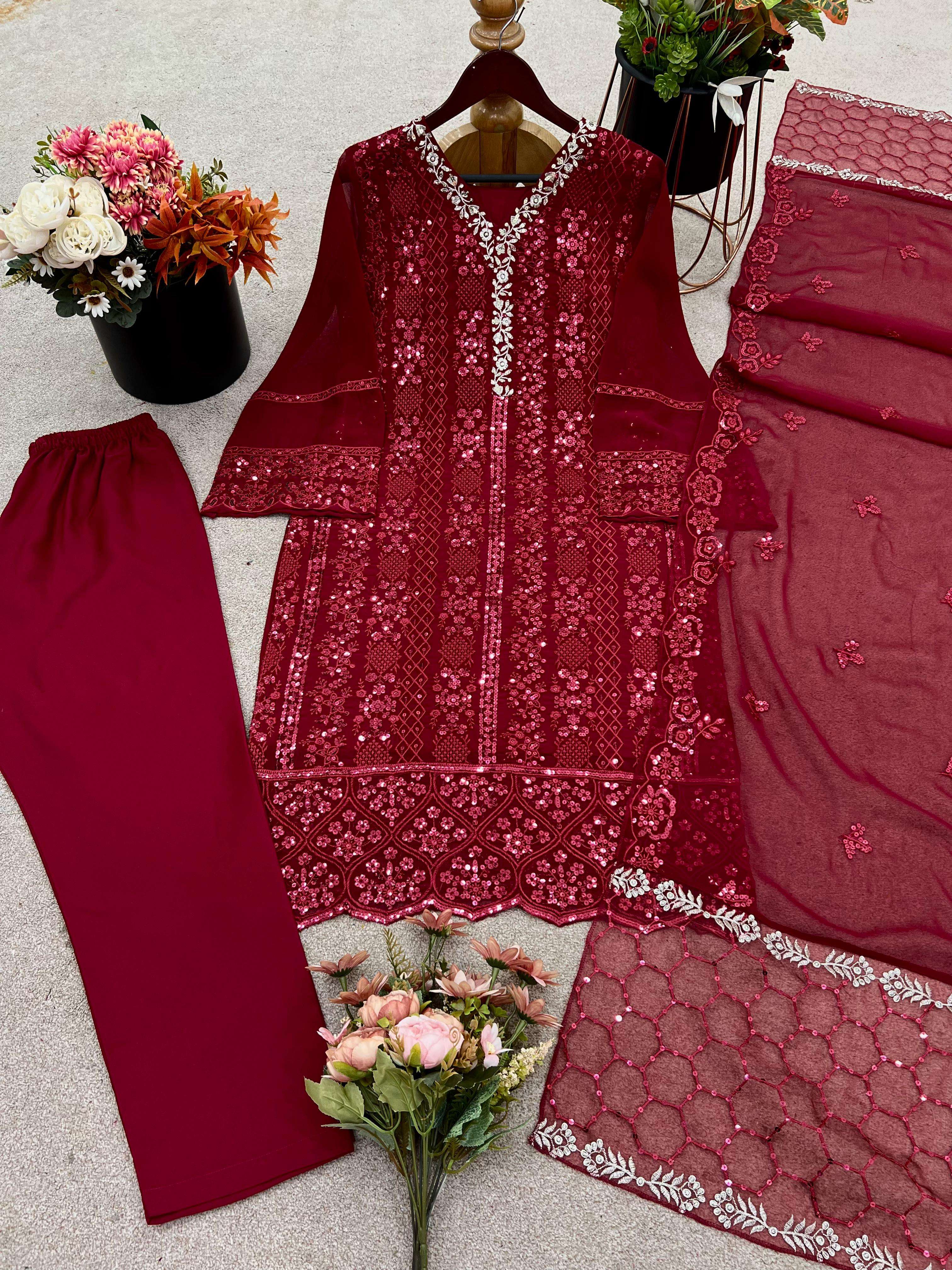 JF 001 GEORGETTE EMBROIDERY DESIGNER BEAUTIFUL LOOK SUIT