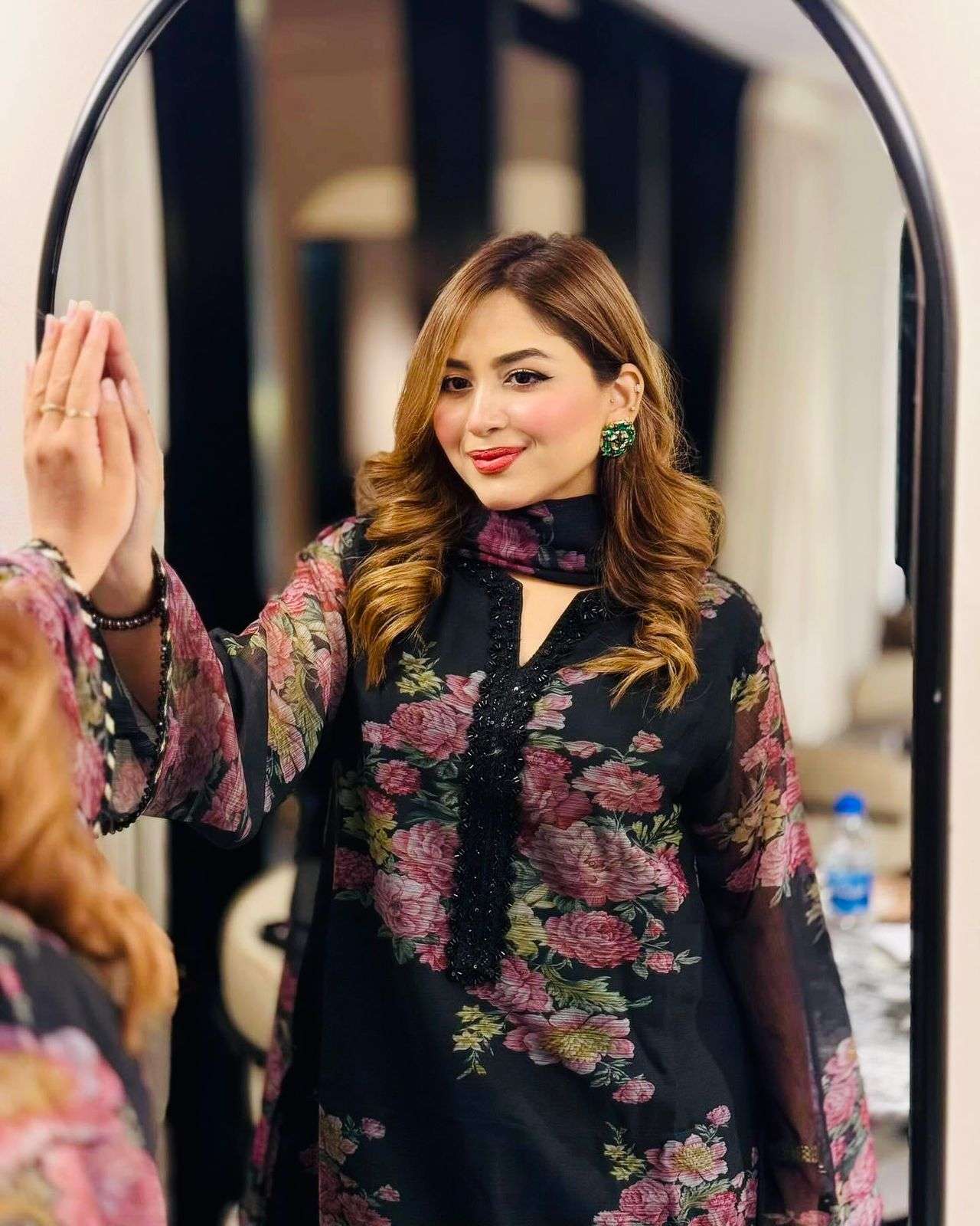 JF 008 GEORGETTE DIGITAL PRINT FANCY TOP WITH FARSHI PENT AND DUPATTA SET 