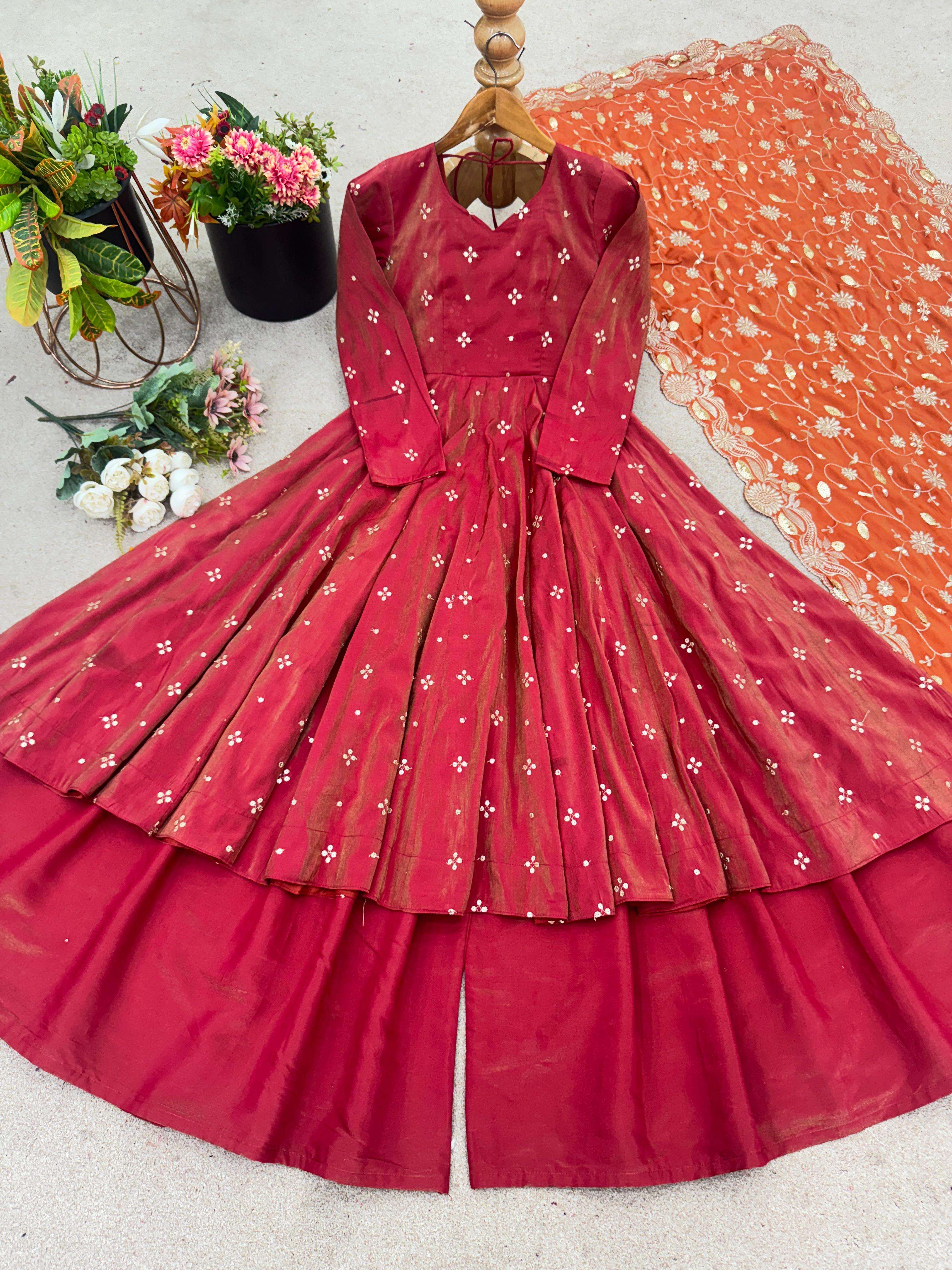 JF 031 SILK HEAVY EMBROIDERD DESIGNER ETHNIC WEAR LADIES SUIT