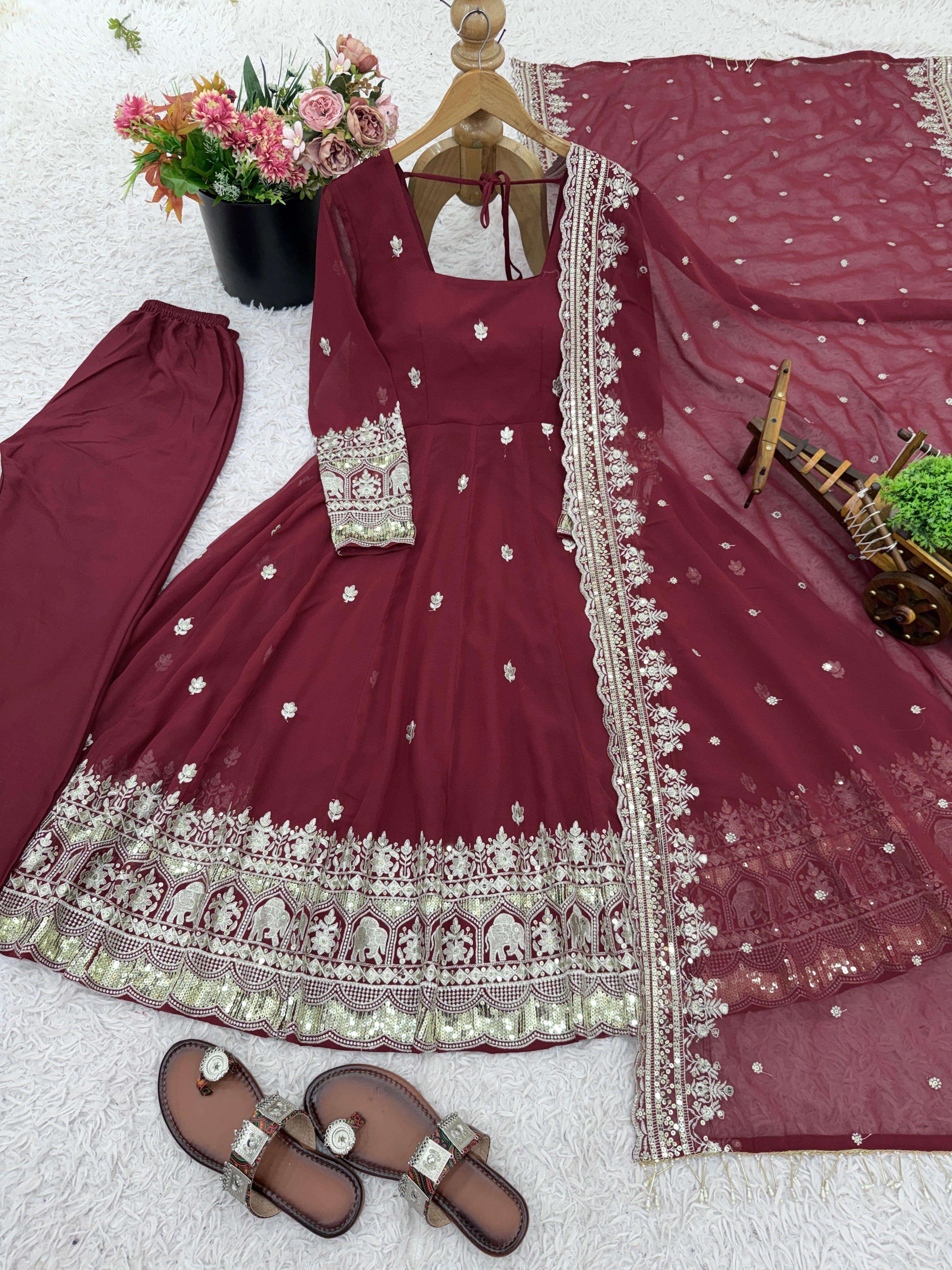 JF 033 GEORGETTE DESIGNER PARTY WEAR GOWN BOTTOM AND DUPATTA SET 