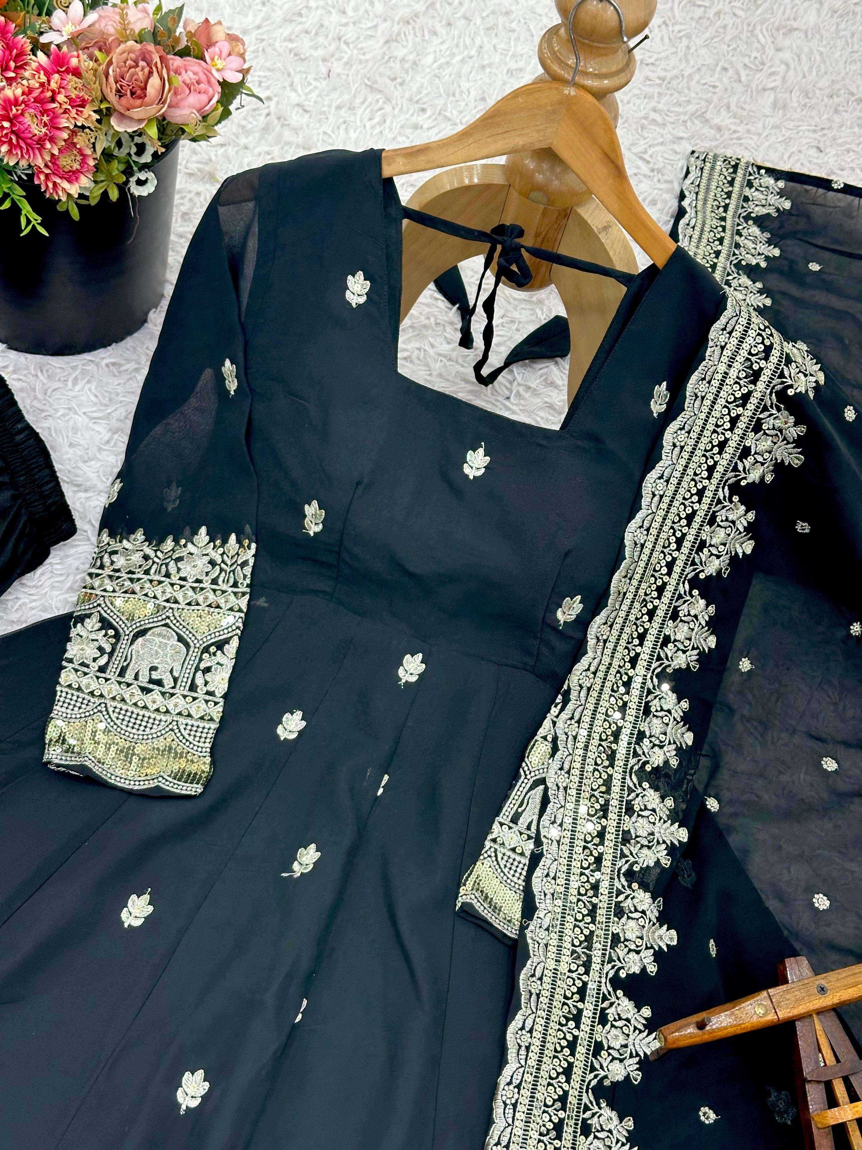 JF 033 GEORGETTE DESIGNER PARTY WEAR GOWN BOTTOM AND DUPATTA SET 
