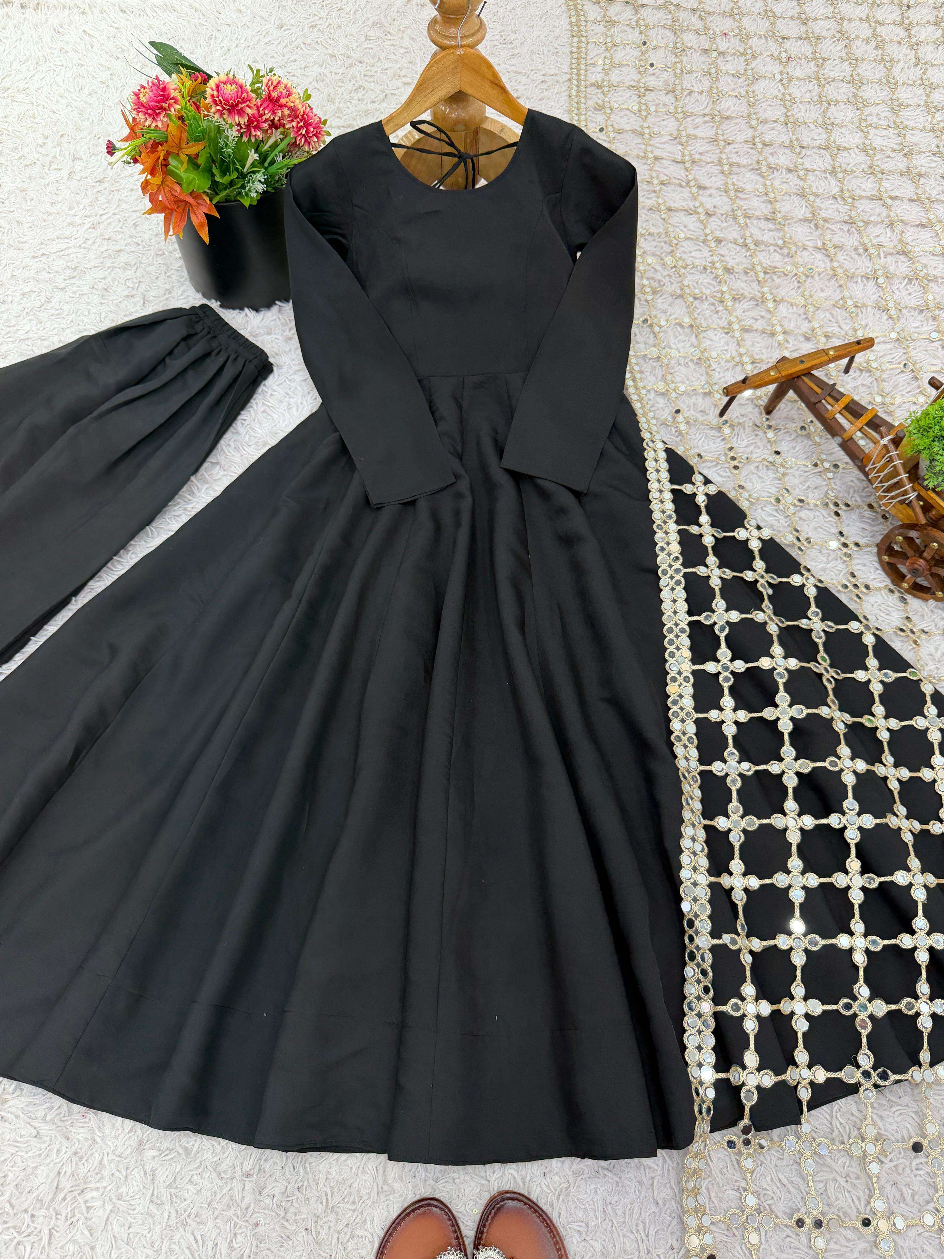 JF 036 SILK FANCY PARTY WEAR GOWN BOTTOM AND DUPATTA SET