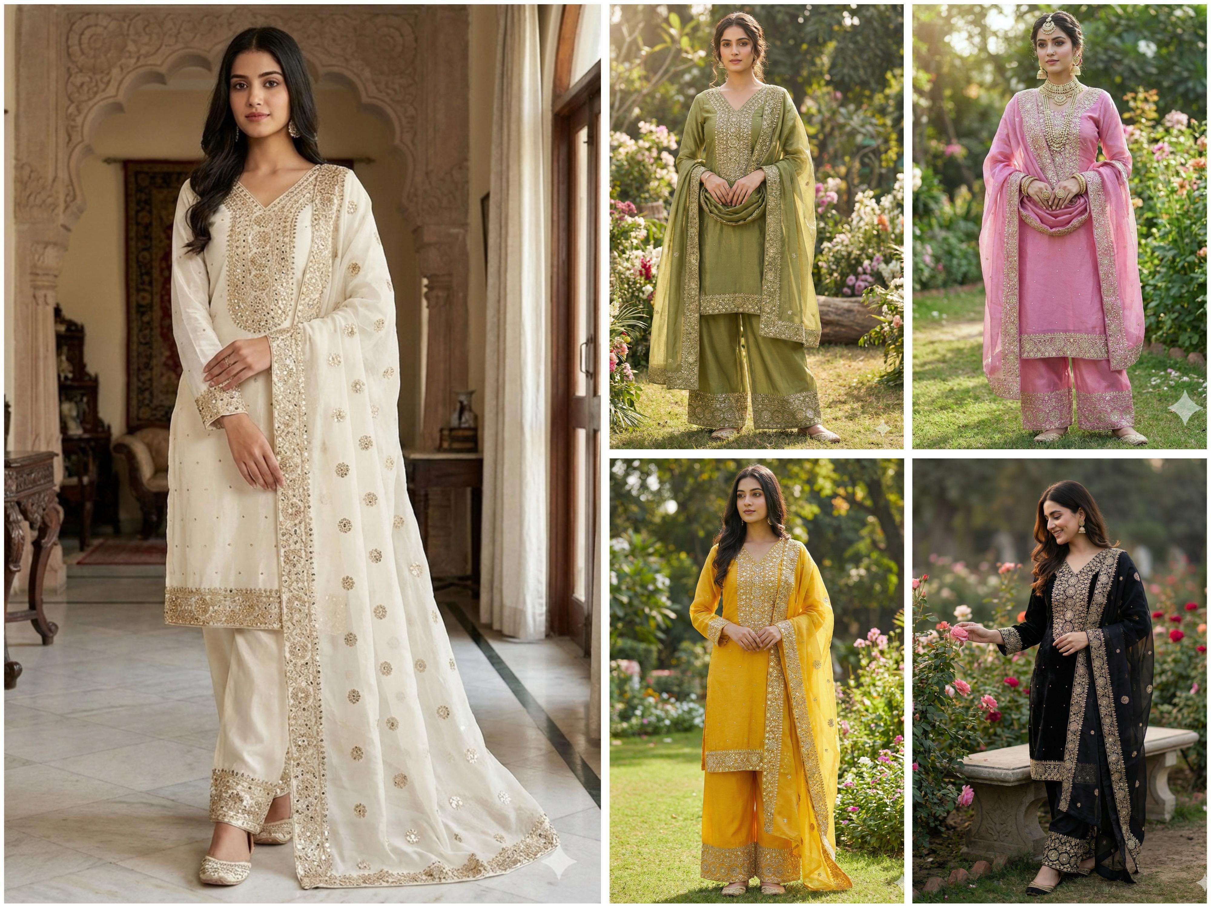 JF 040 SILK BEAUTIFUL DESIGNER PARTY WEAR LOOK DESIGNER SUIT