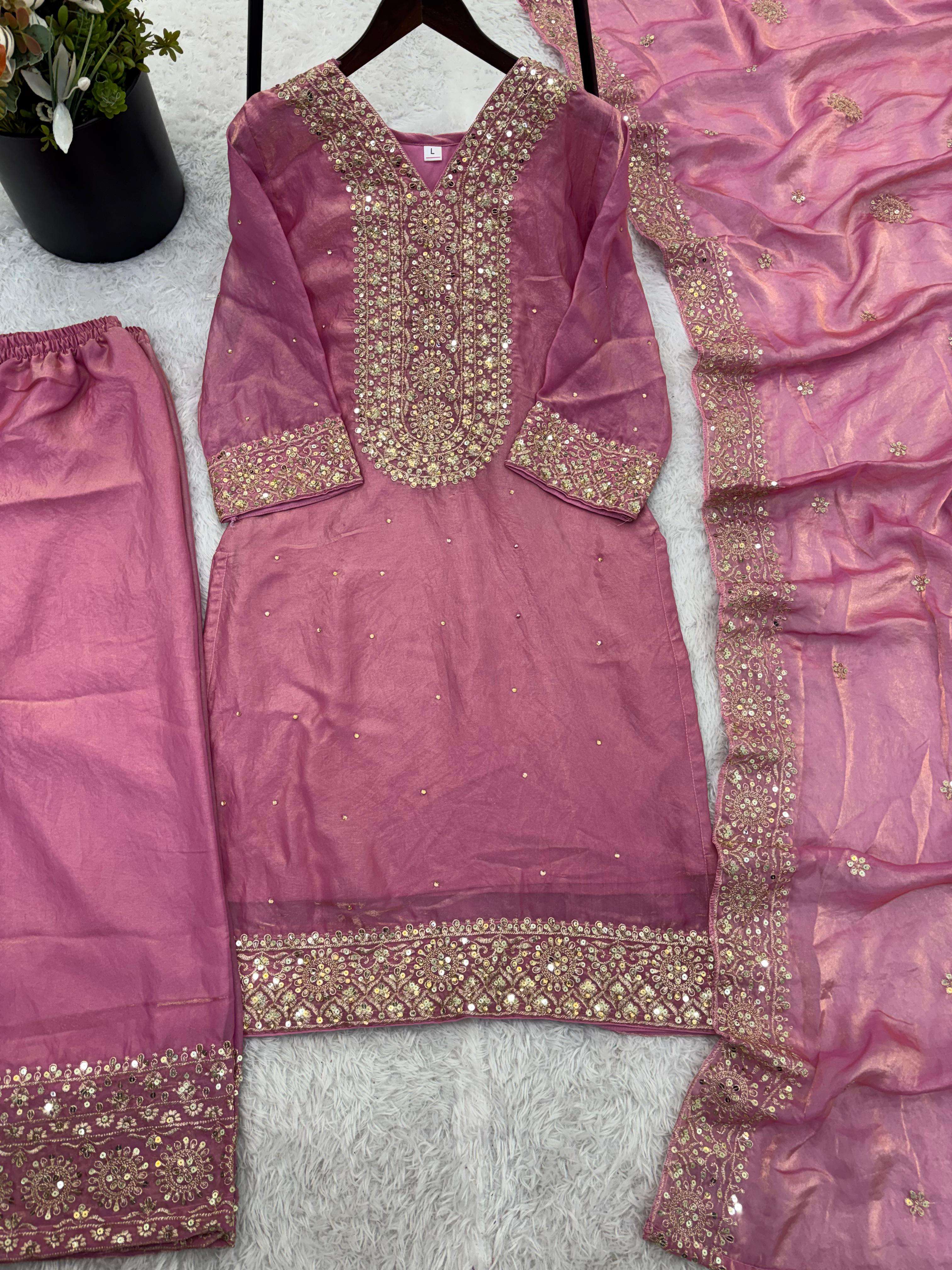 JF 040 SILK BEAUTIFUL DESIGNER PARTY WEAR LOOK DESIGNER SUIT