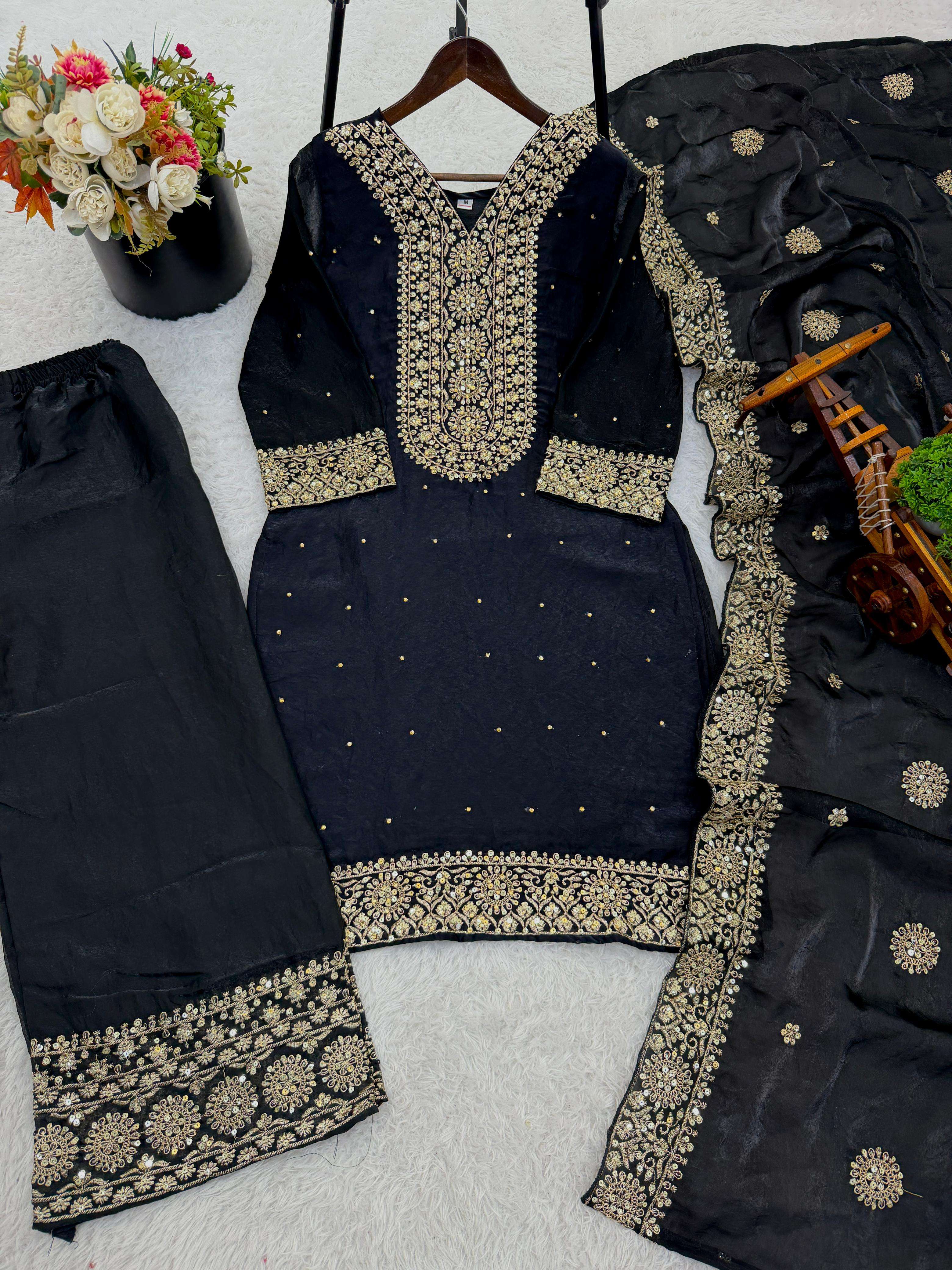 JF 040 SILK BEAUTIFUL DESIGNER PARTY WEAR LOOK DESIGNER SUIT