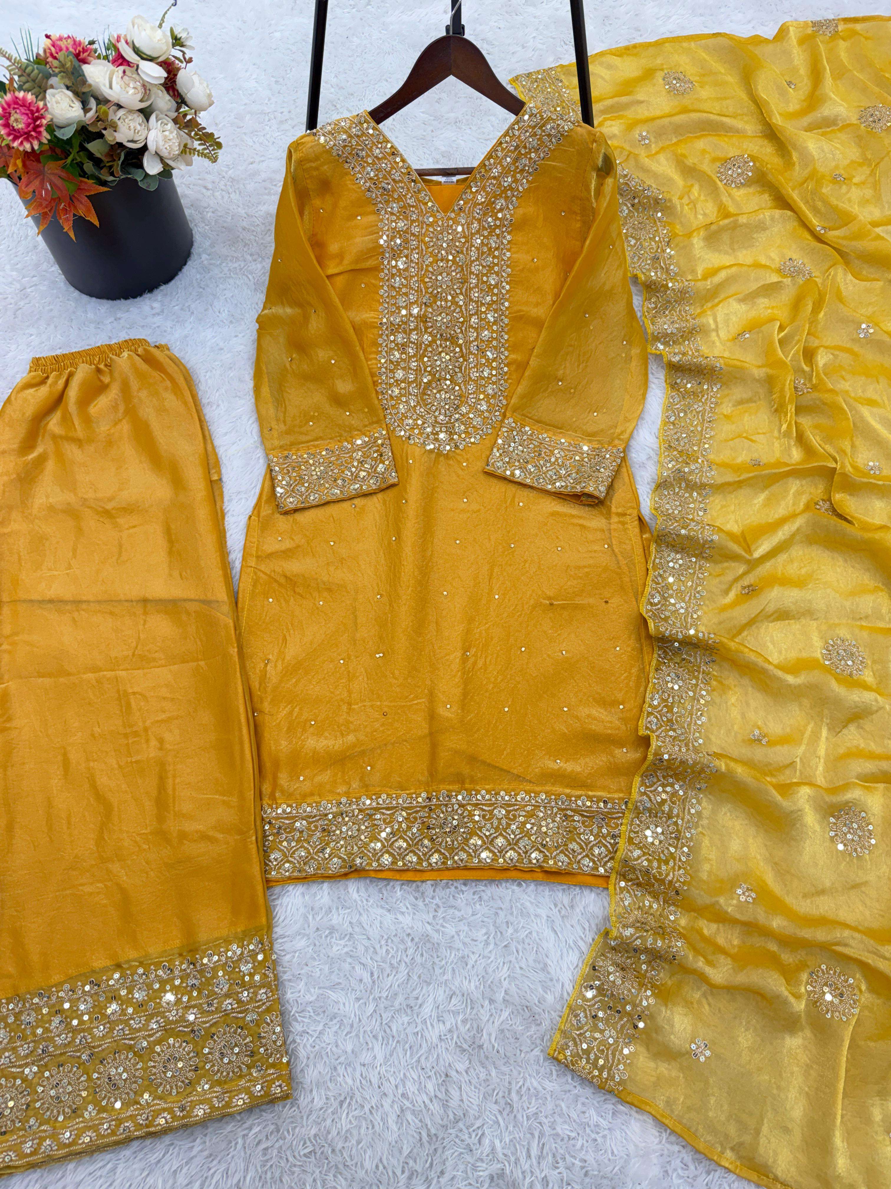 JF 040 SILK BEAUTIFUL DESIGNER PARTY WEAR LOOK DESIGNER SUIT