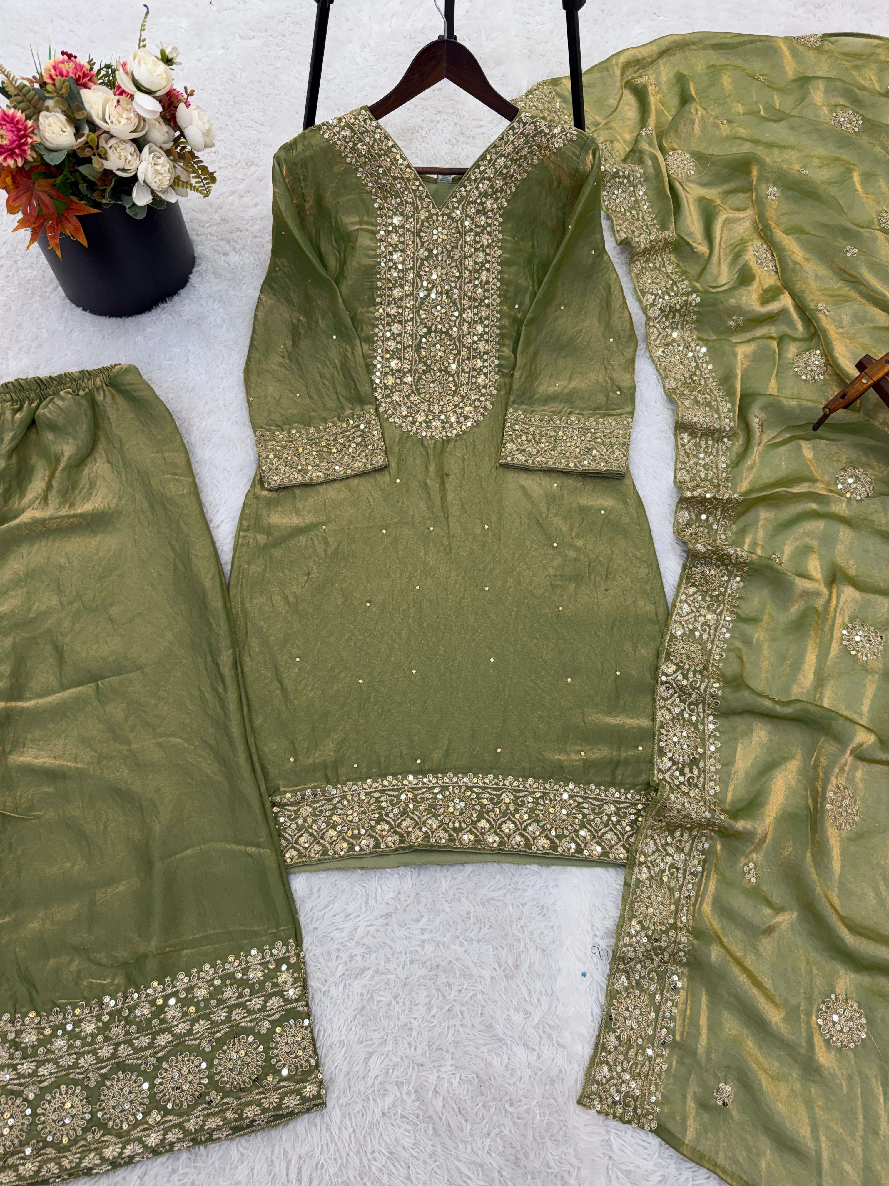 JF 040 SILK BEAUTIFUL DESIGNER PARTY WEAR LOOK DESIGNER SUIT