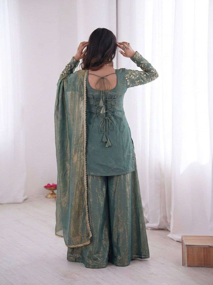 JF 043 SILK HEAVY EMBROIDERD DESIGNER PARTY WEAR LADIES SUIT