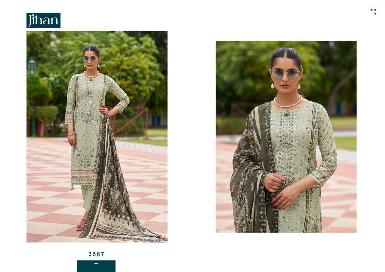 JIHAN BIN SAEED LAWN COLLECTION VOL 19 LAWN PRINT WITH FANCY WORK SUIT