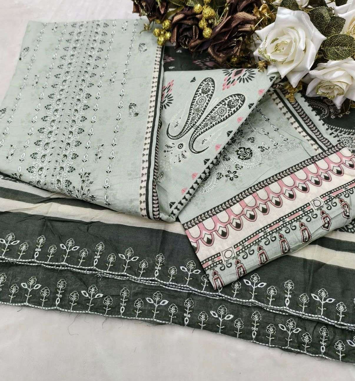 JIHAN BIN SAEED LAWN COLLECTION VOL 19 LAWN PRINT WITH FANCY WORK SUIT