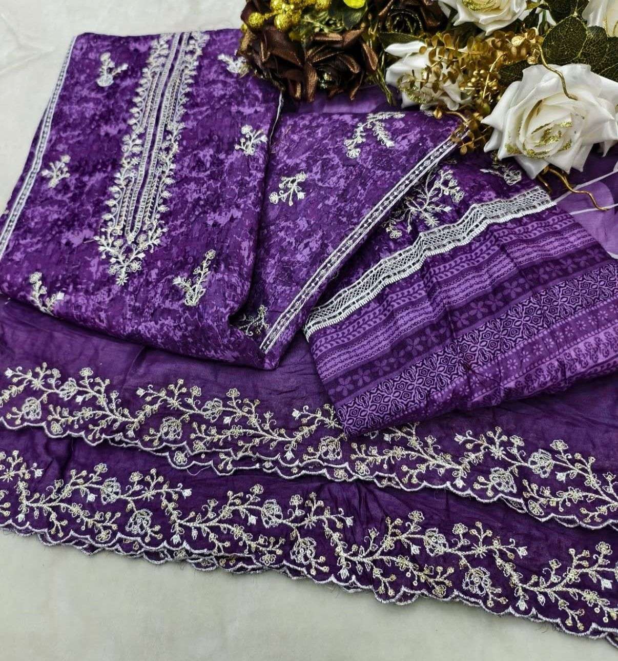 JIHAN BIN SAEED LAWN COLLECTION VOL 19 LAWN PRINT WITH FANCY WORK SUIT