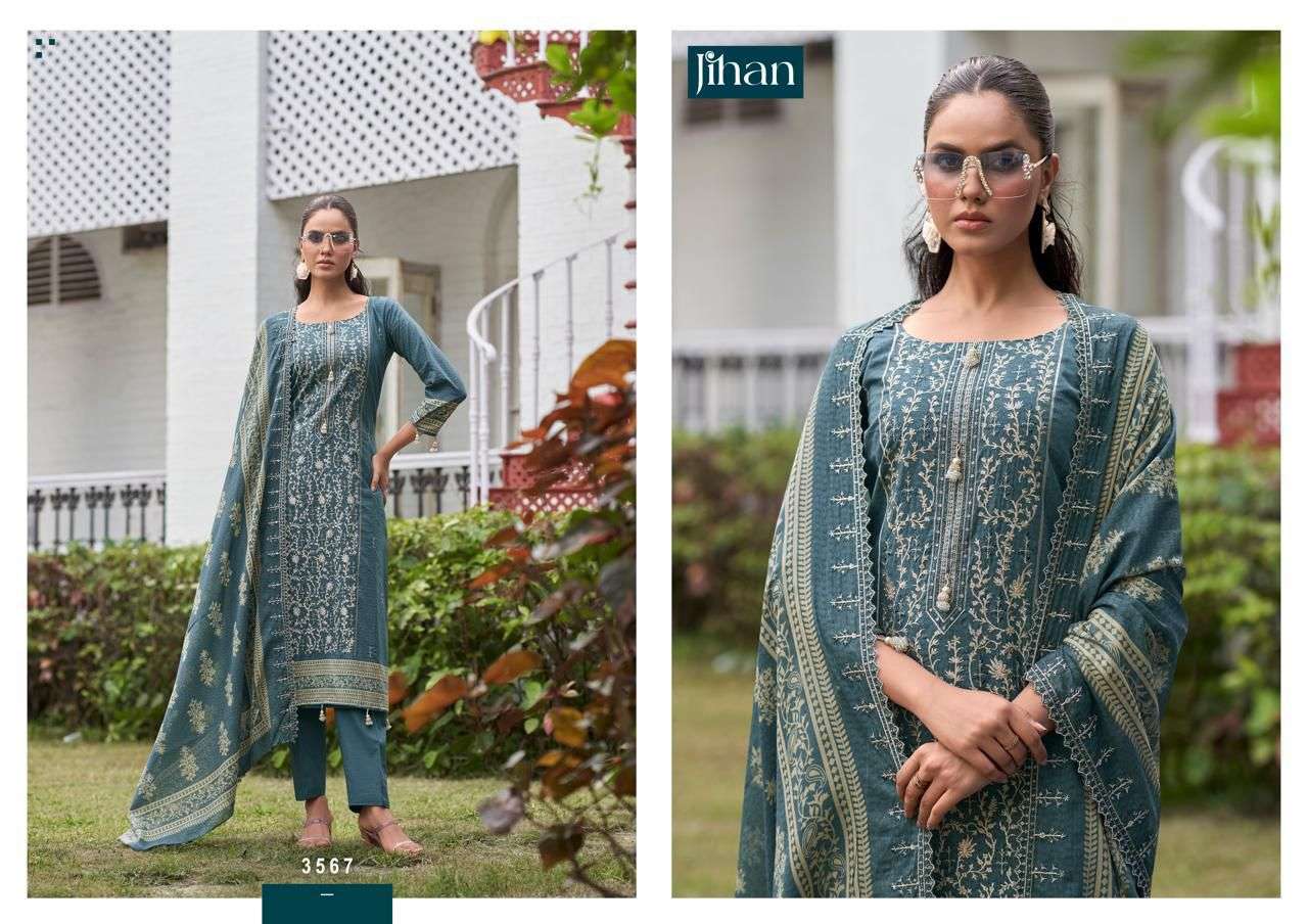JIHAN BIN SAEED LAWN COLLECTION VOL 19 LAWN PRINT WITH FANCY WORK SUIT