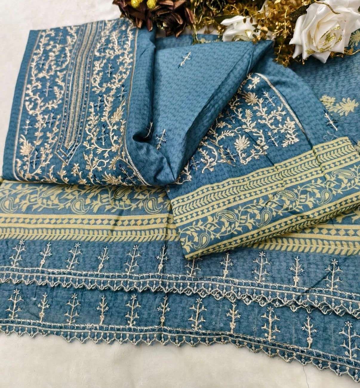 JIHAN BIN SAEED LAWN COLLECTION VOL 19 LAWN PRINT WITH FANCY WORK SUIT