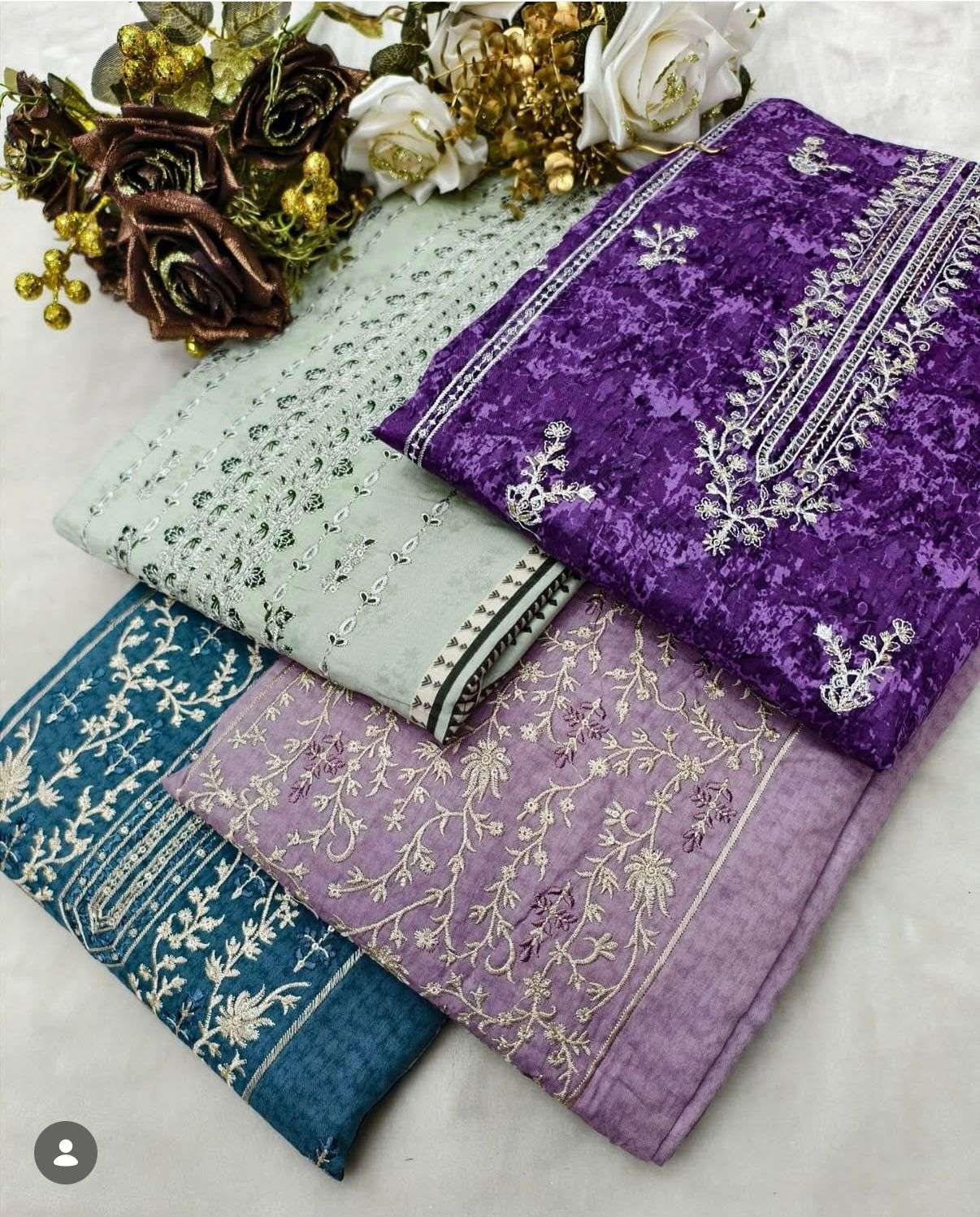 JIHAN BIN SAEED LAWN COLLECTION VOL 19 LAWN PRINT WITH FANCY WORK SUIT