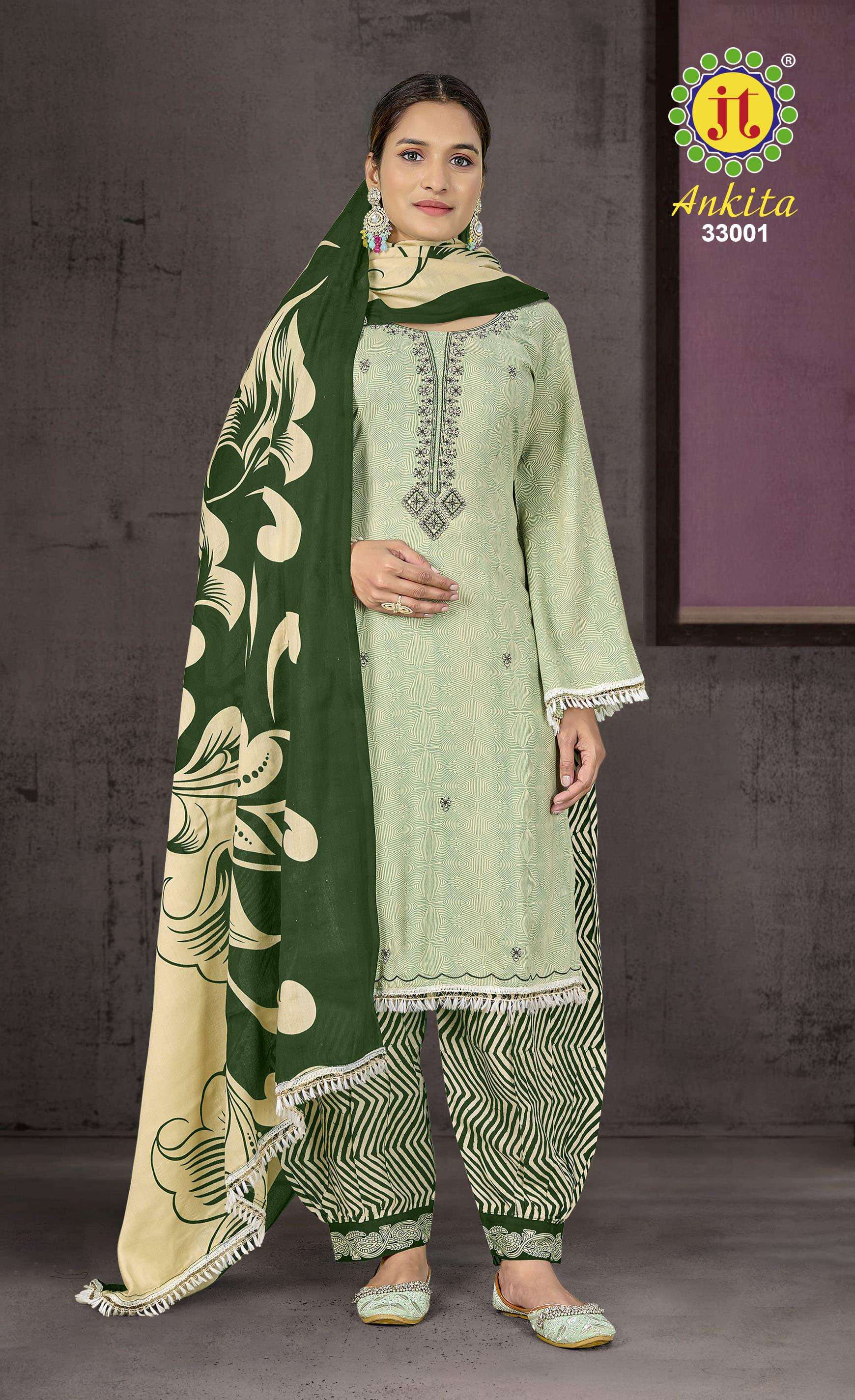 JT ANKITA VOL 33 RAYON SEQUENCE EMBROIDERIES WORK LADIES SUITS AT BEST ONLINE RATE WHOLESALER SURAT 