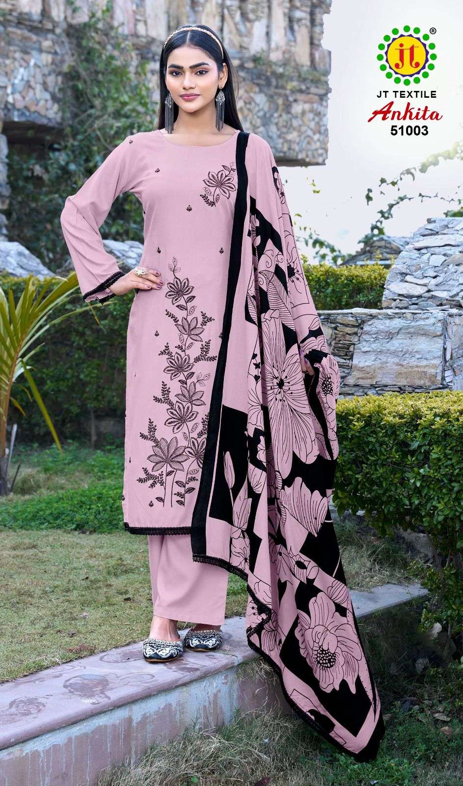 JT ANKITA VOL 51 RAYON FANCY EMBROIDERY WORKS SUIT