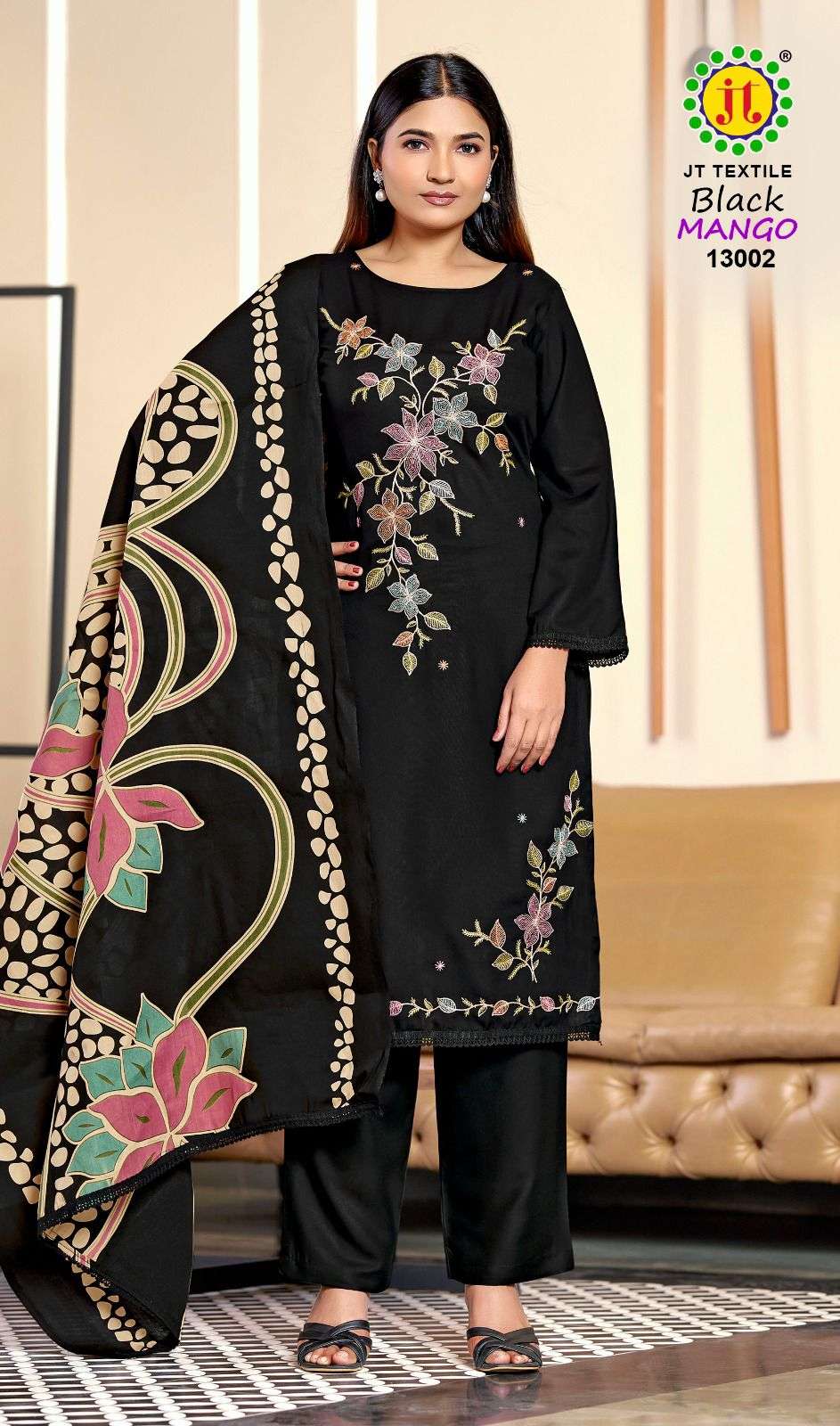 JT BLACK MANGO VOL 11 RAYON FANCY EMBROIDERY WORK SALWAR SUIT