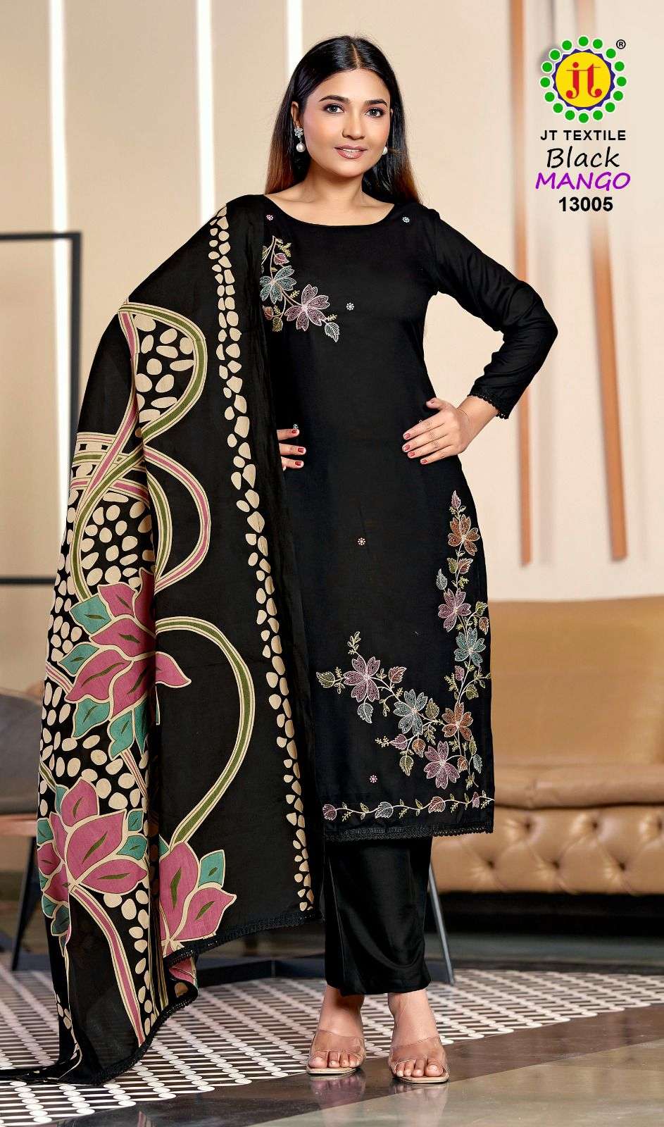 JT BLACK MANGO VOL 11 RAYON FANCY EMBROIDERY WORK SALWAR SUIT