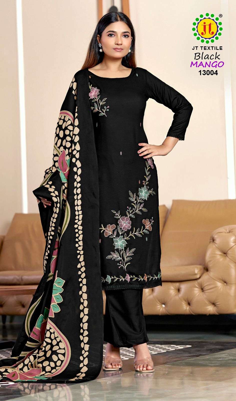 JT BLACK MANGO VOL 11 RAYON FANCY EMBROIDERY WORK SALWAR SUIT