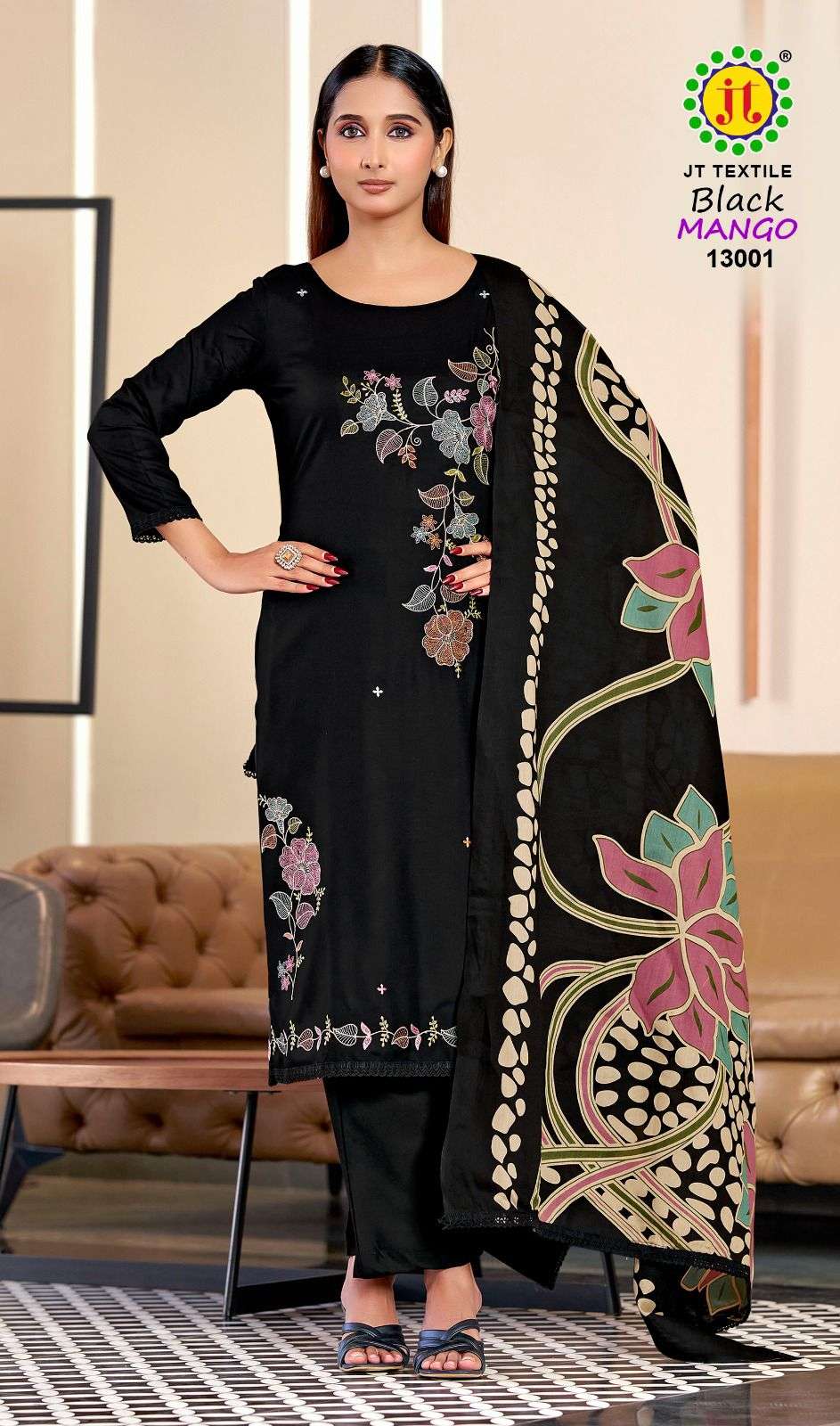 JT BLACK MANGO VOL 11 RAYON FANCY EMBROIDERY WORK SALWAR SUIT
