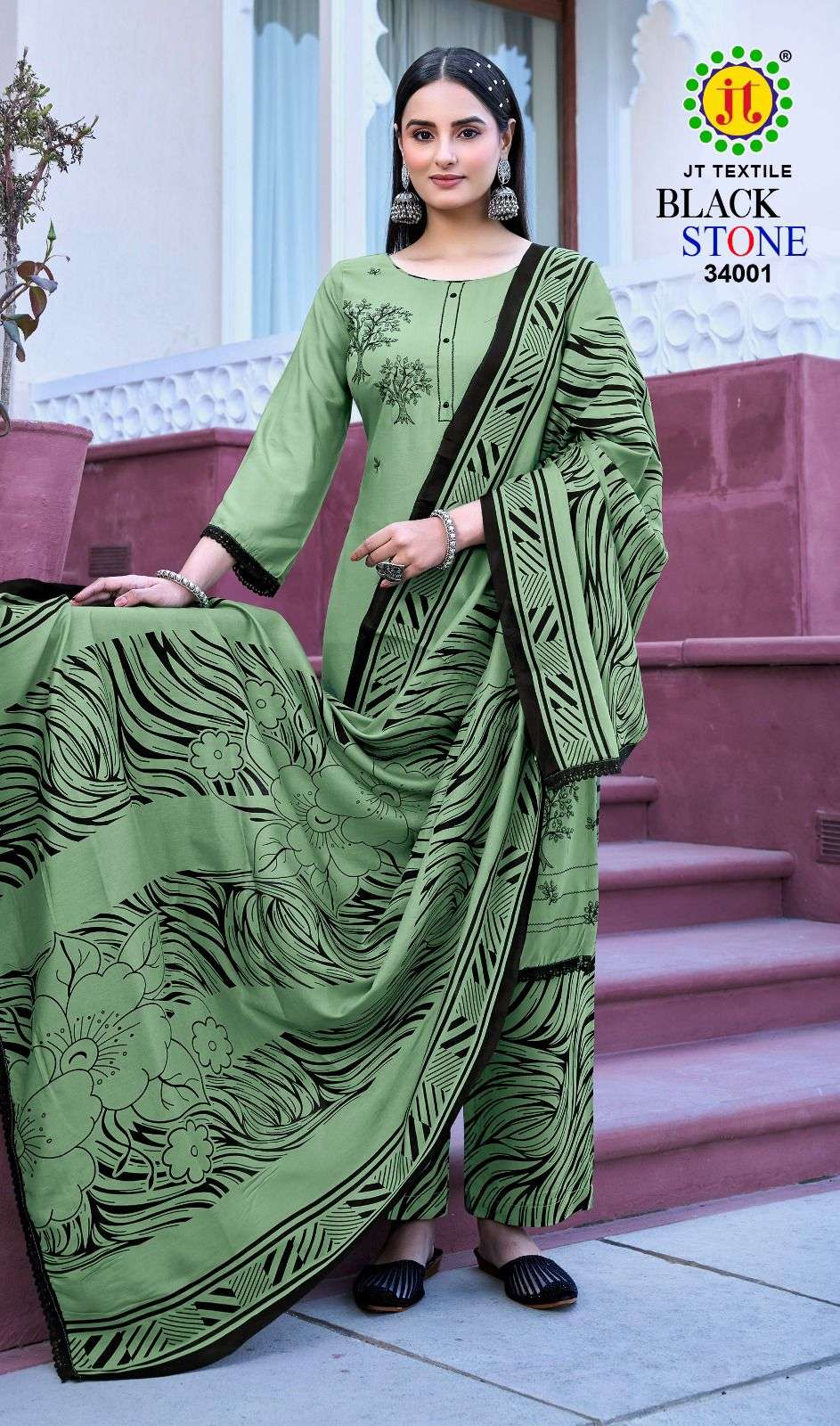 JT BLACK STONE VOL 34 RAYON FANCY WORKS LADIES SALWAR SUIT
