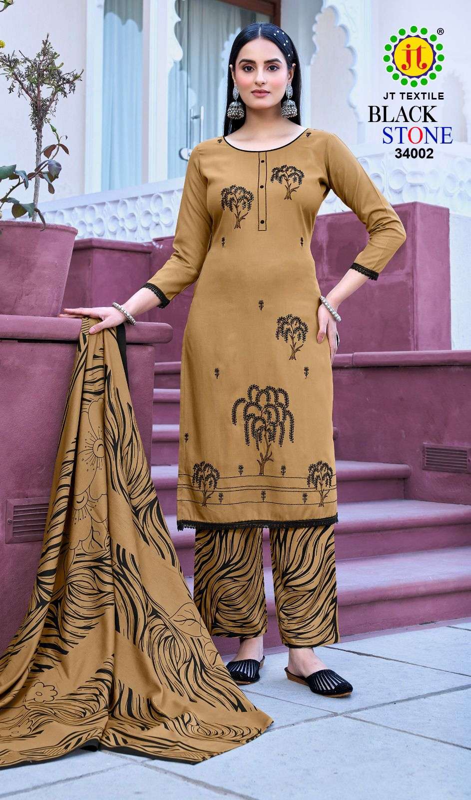 JT BLACK STONE VOL 34 RAYON FANCY WORKS LADIES SALWAR SUIT