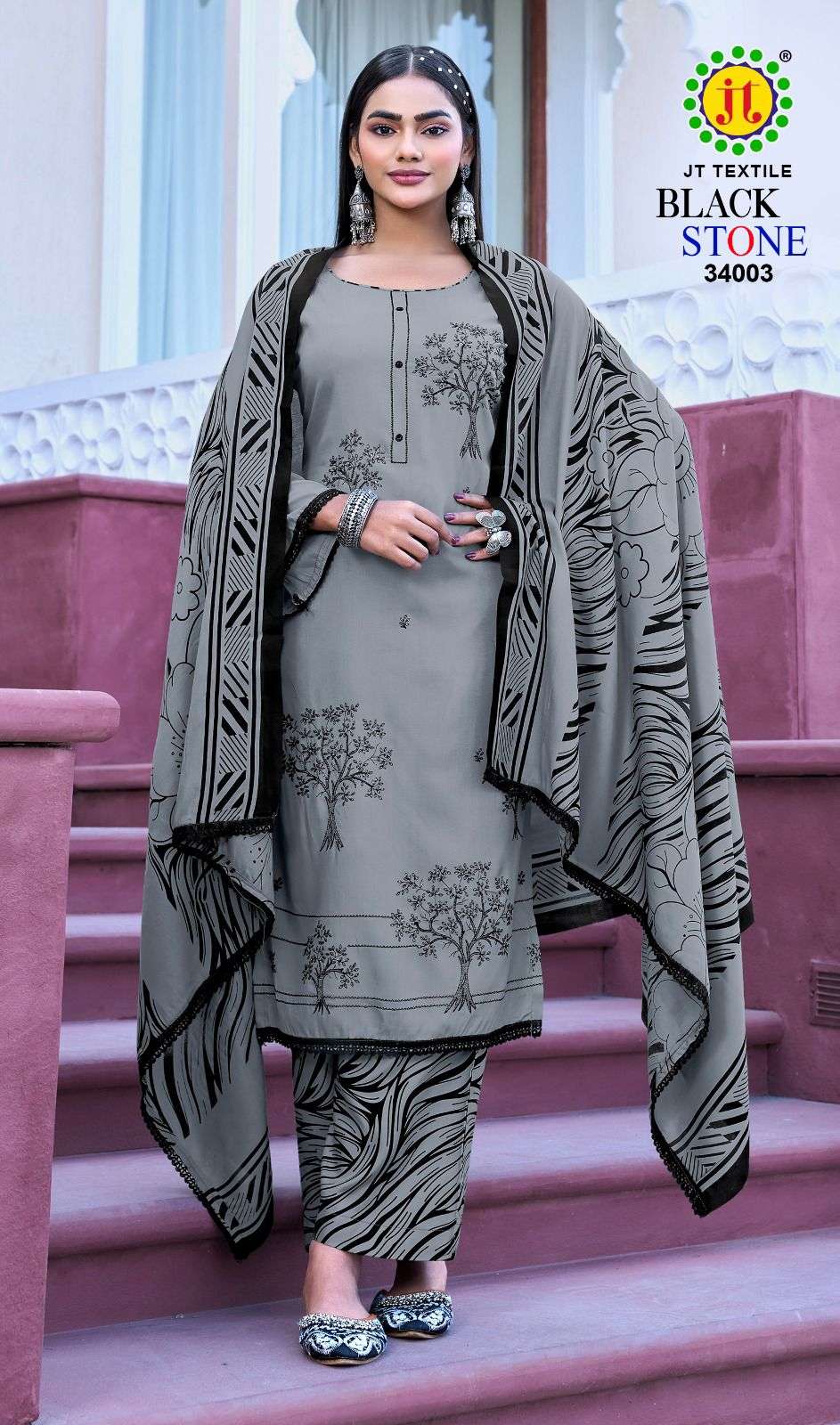 JT BLACK STONE VOL 34 RAYON FANCY WORKS LADIES SALWAR SUIT