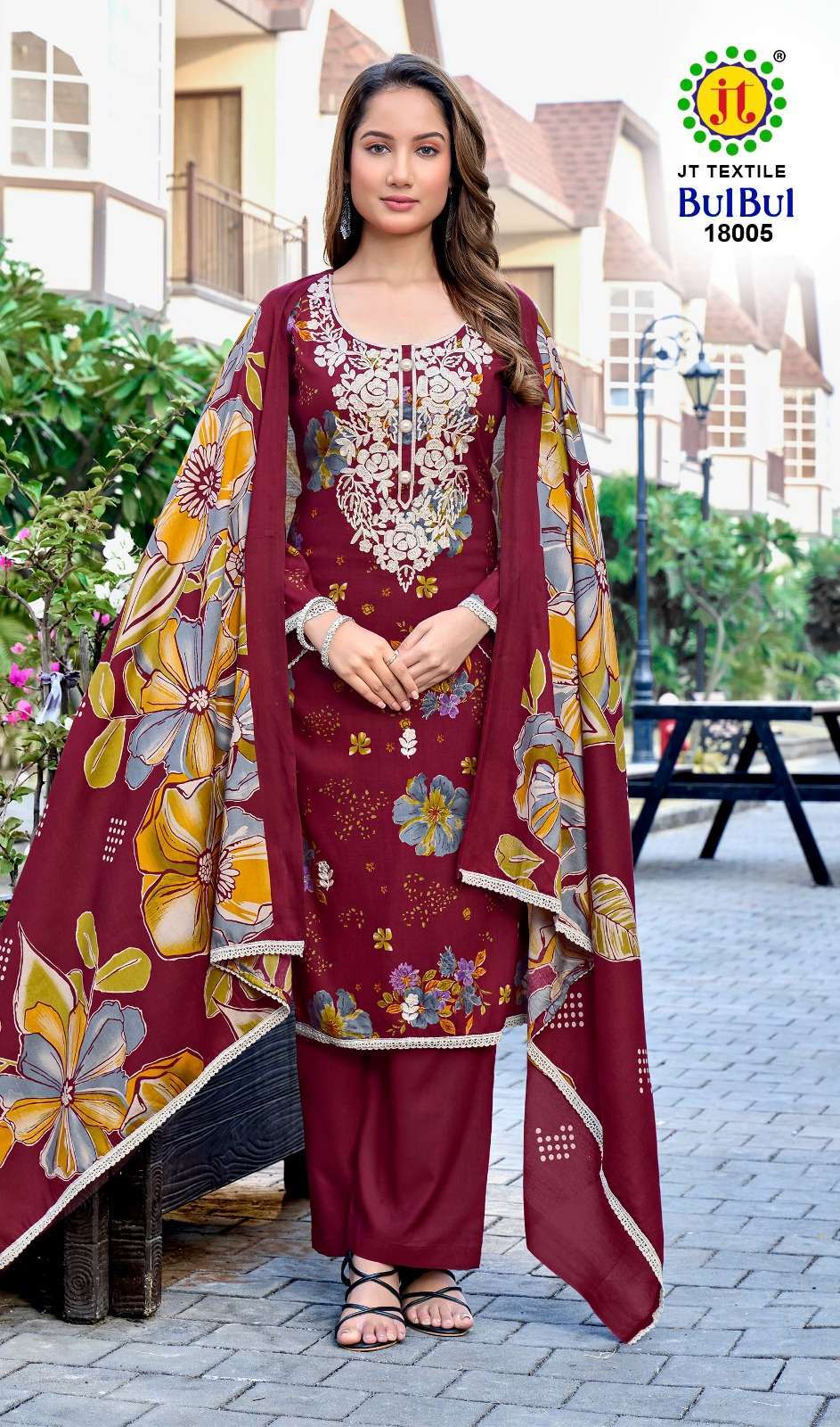 JT BULBUL VOL 18 RAYON FANCY EMBROIDERIES WORK LADIES SUIT