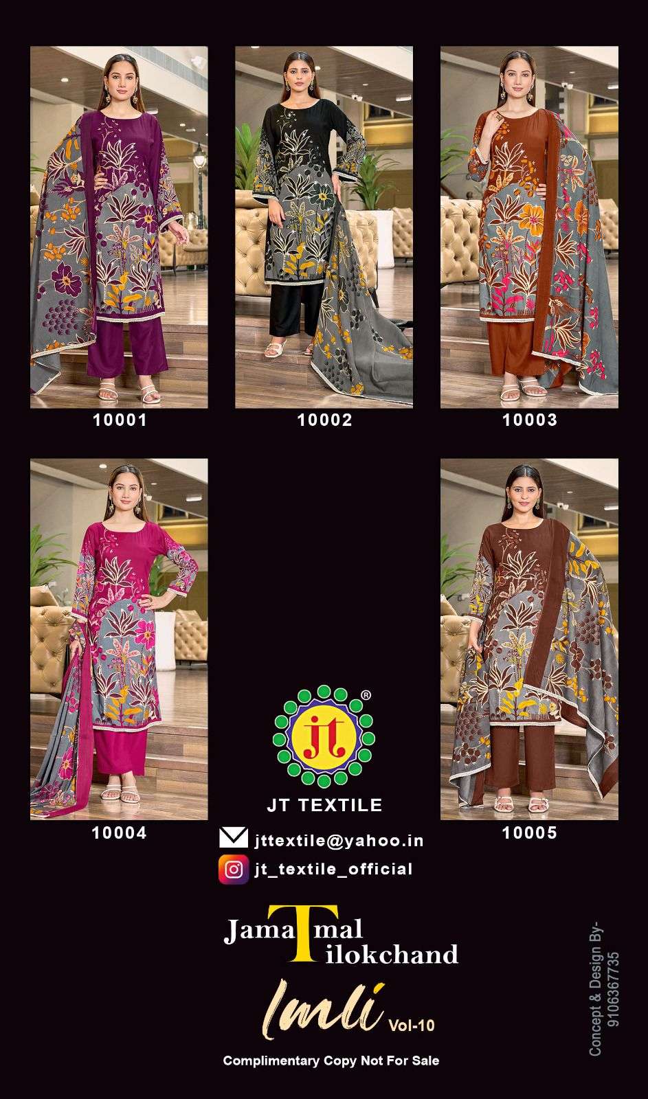 JT IMLI VOL 10 RAYON PRINT WITH FANCY WORK SUIT