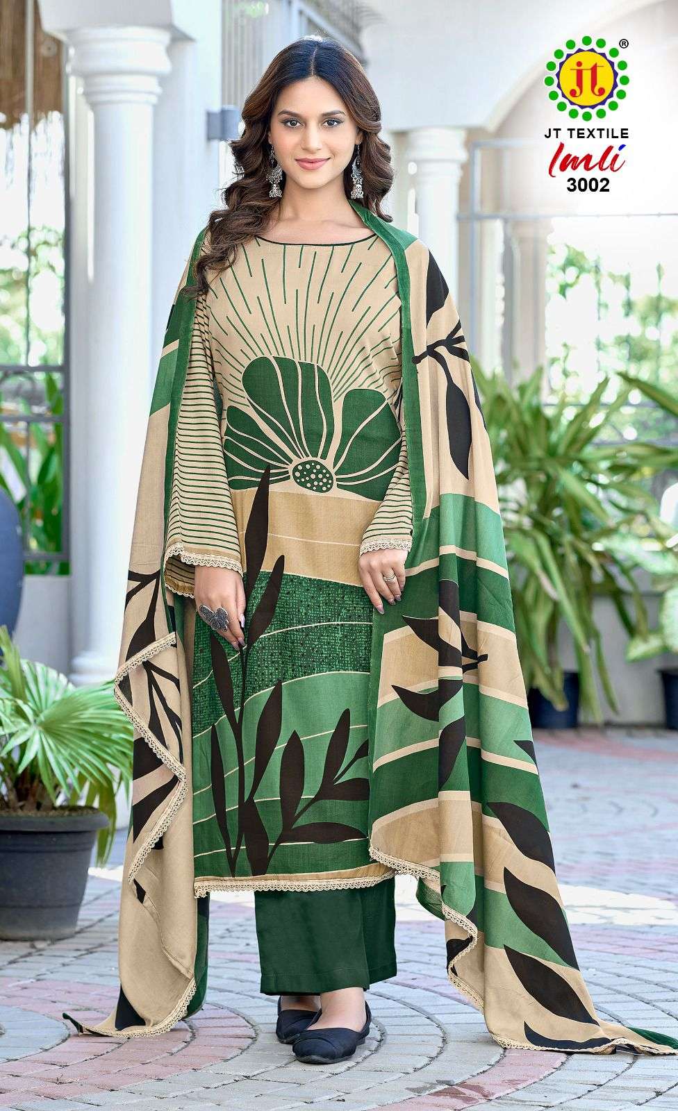 JT IMLI VOL 3 RAYON PRINT WITH FANCY WORK SUIT