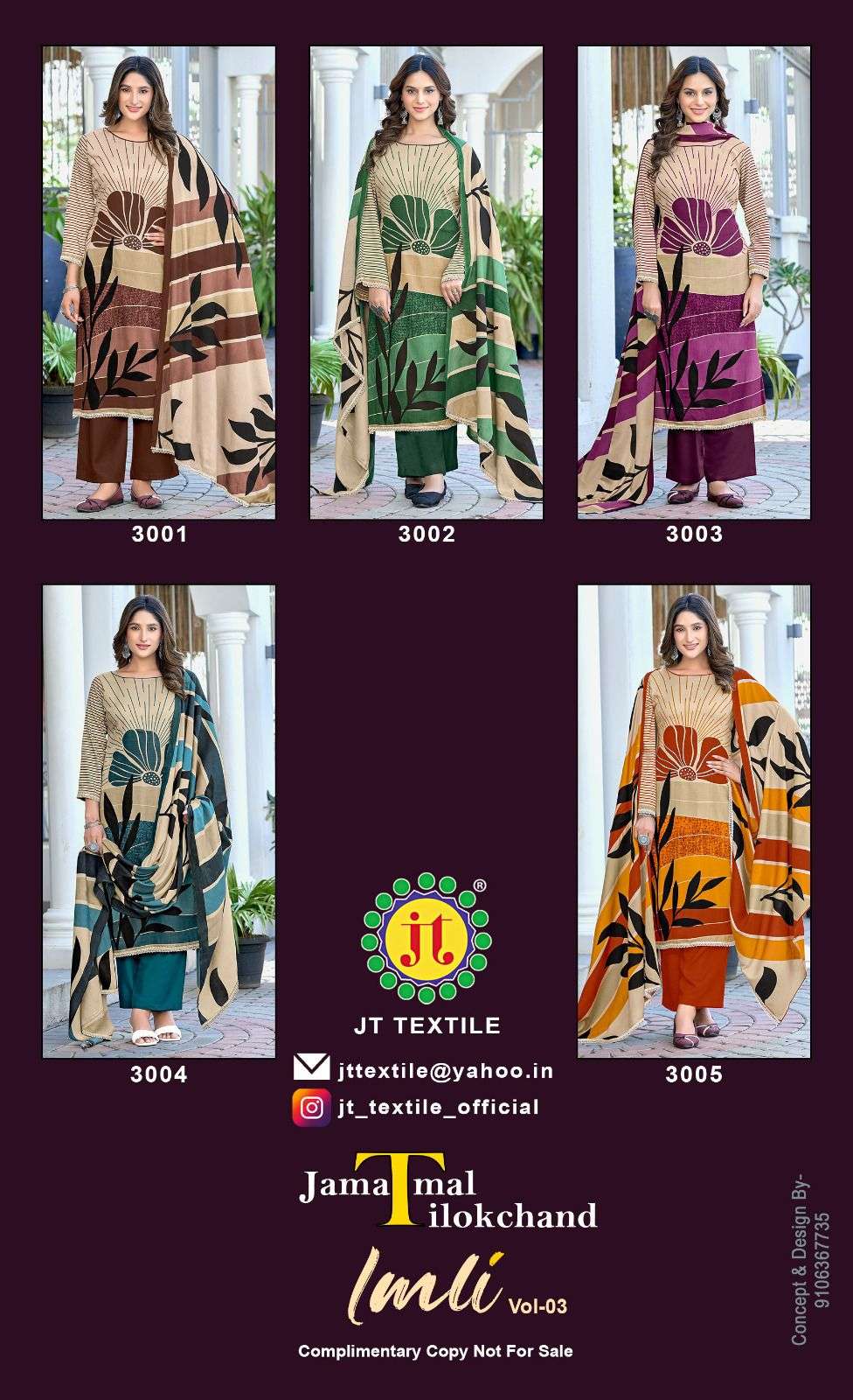 JT IMLI VOL 3 RAYON PRINT WITH FANCY WORK SUIT