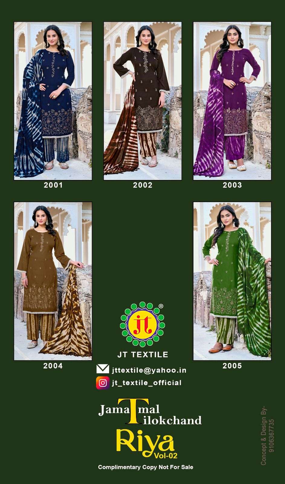 JT RIYA VOL 2 RAYON FANCY EMBROIDERY WORK SUIT